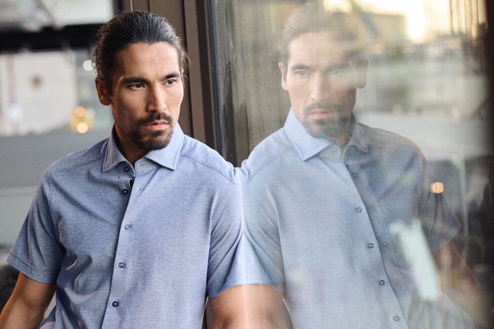 Indigo Bow 133 S/S Shirt Tailored Fit, På modell 1