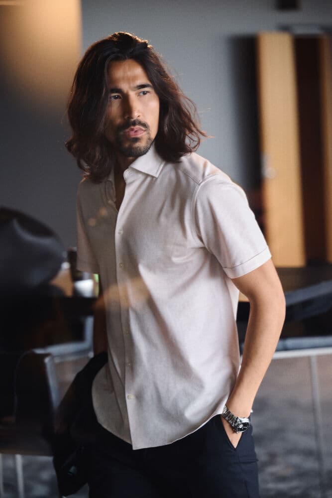 Indigo Bow 133 S/S Shirt Tailored Fit, På modell 2