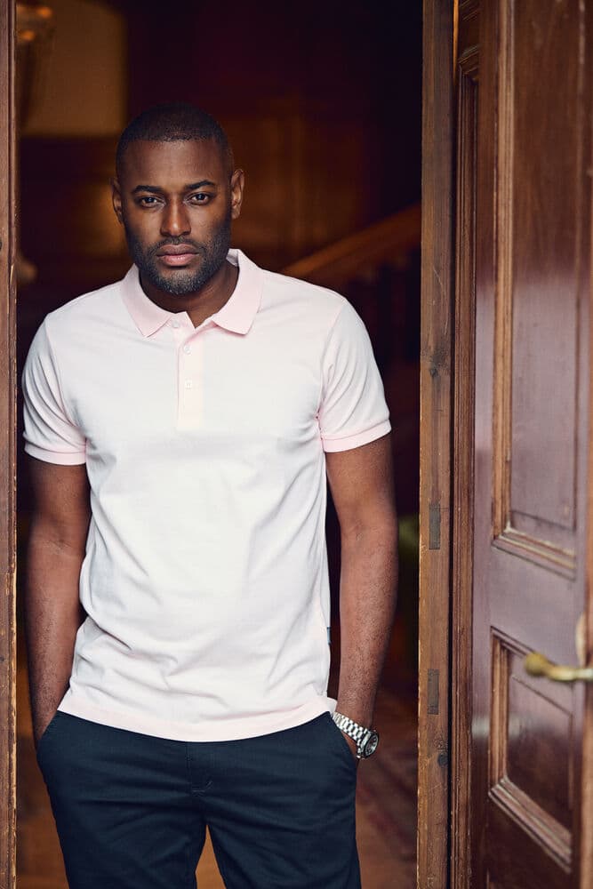 Sunset Stretch Polo Modern fit, På modell 1