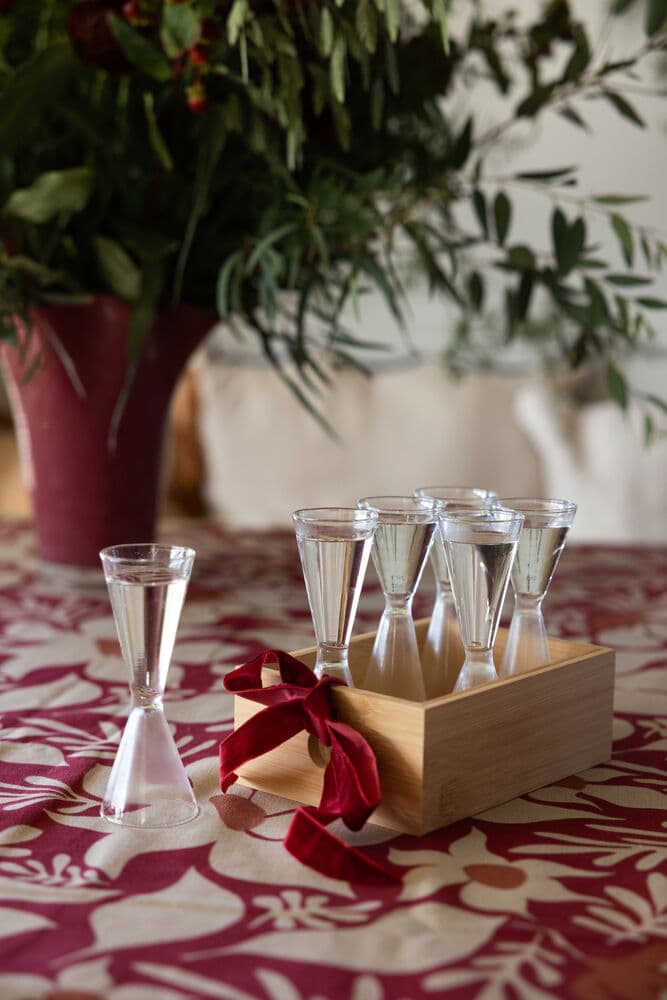 Nature snapsglass i bambusboks, 6-pk., På modell 1