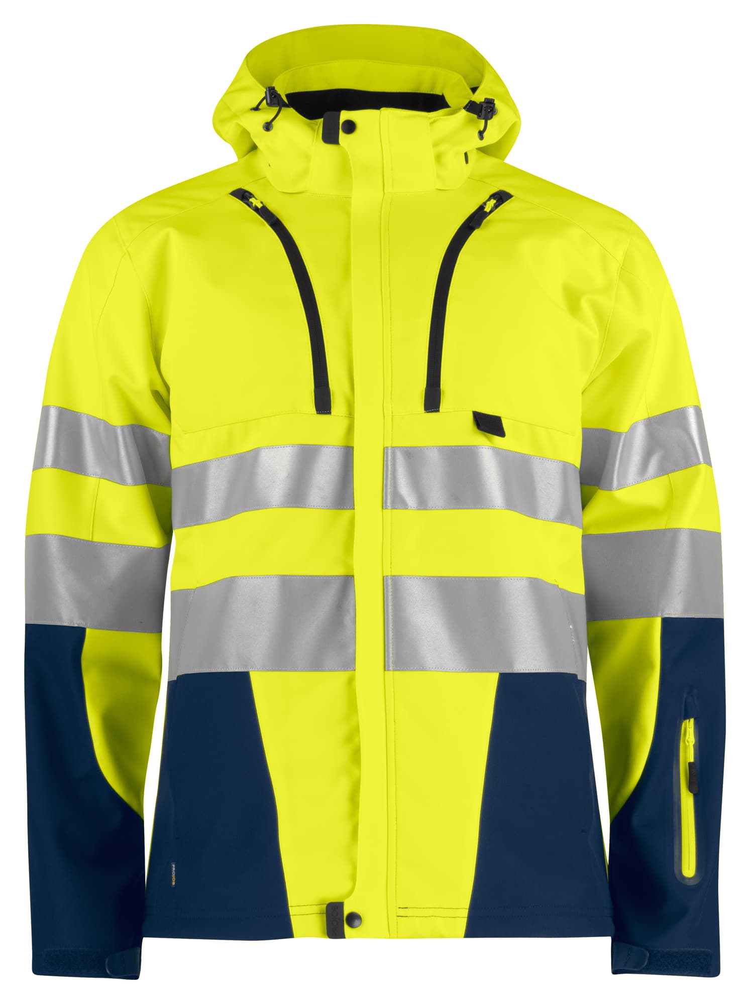 6419 Softshelljakke EN ISO 20471 Kl 3/2, Yellow/Navy