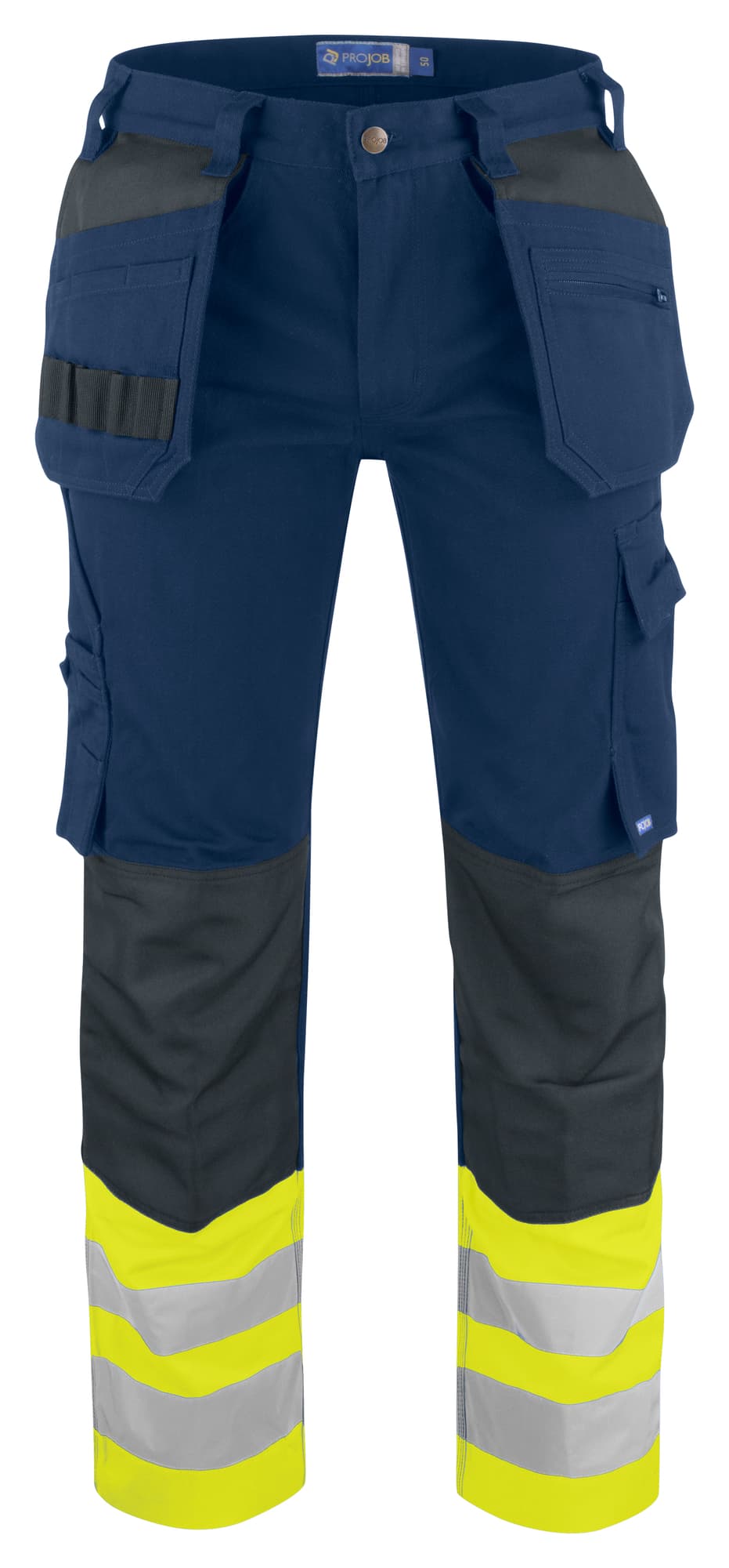 6530 Arbeidsbukse EN ISO 20471 Kl 1, Yellow/Navy
