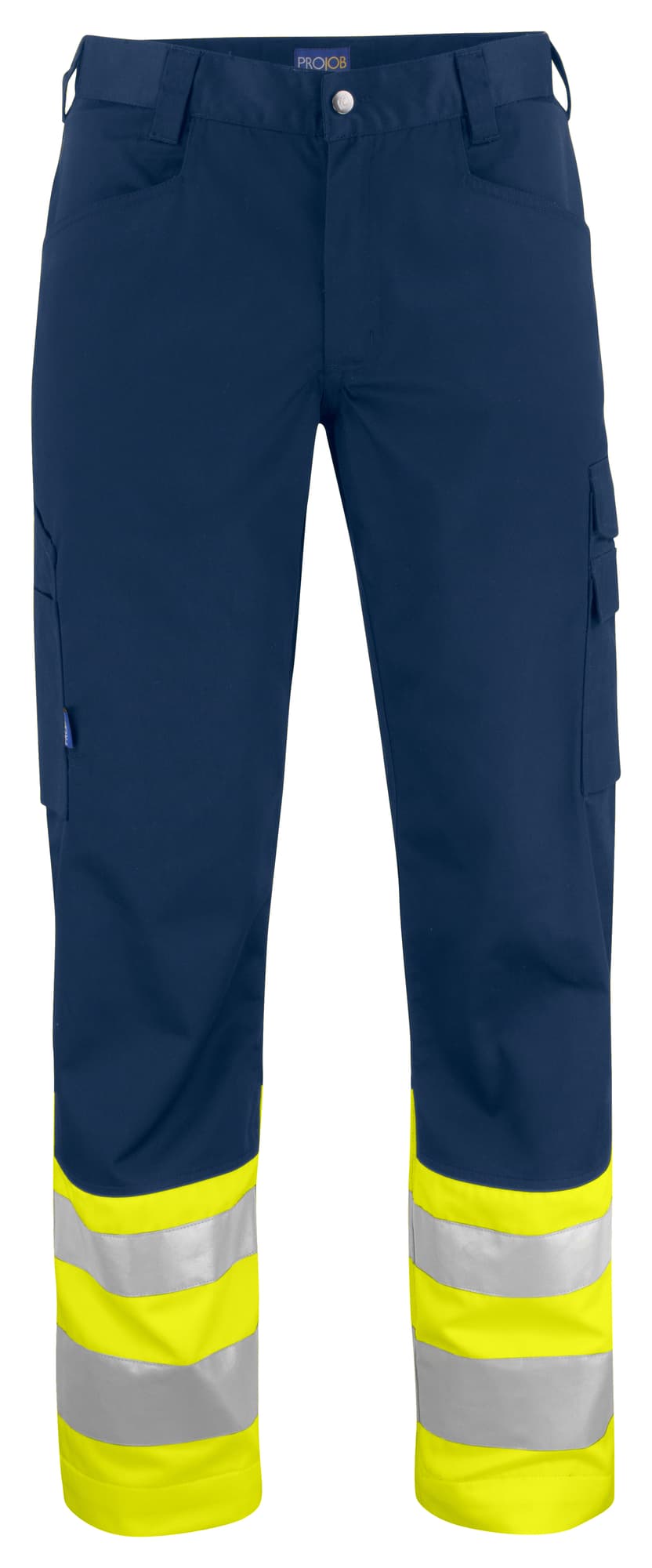 6533 Arbeidsbukse EN ISO 20471 Kl 1, Yellow/Navy
