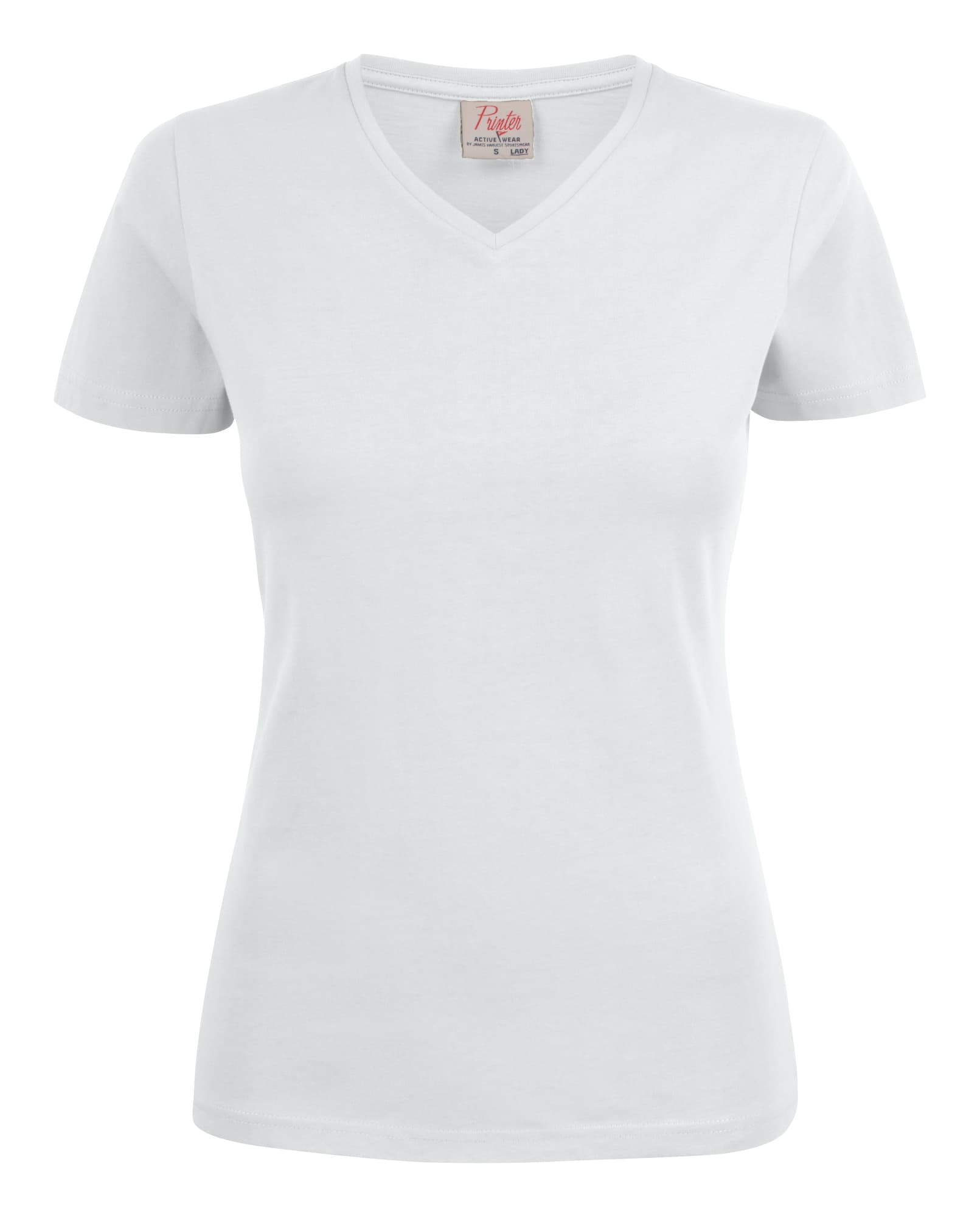 Heavy V-neck T-shirt ladies, White