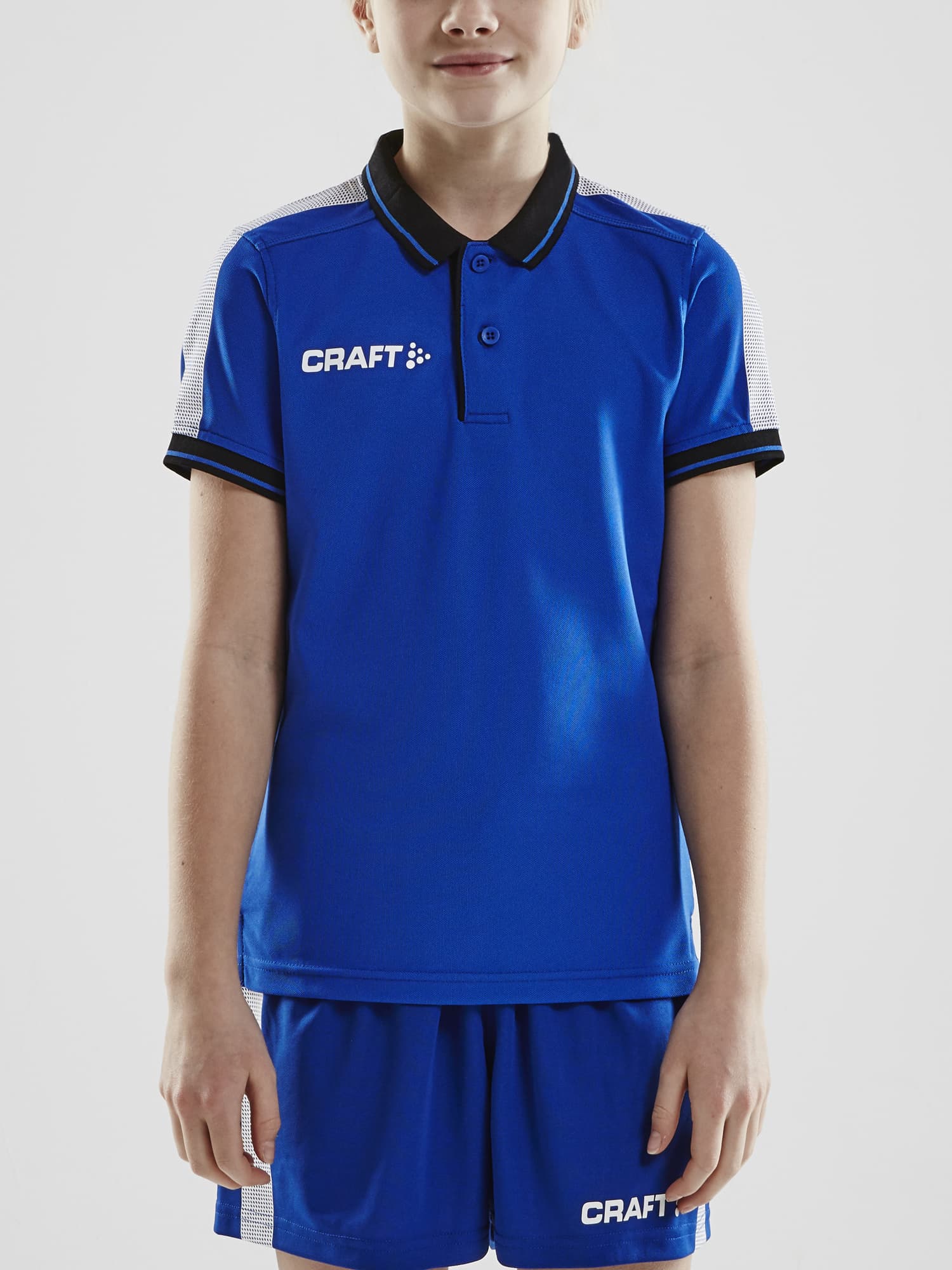 Pro Control Poloshirt Jr, Club Cobolt/Black