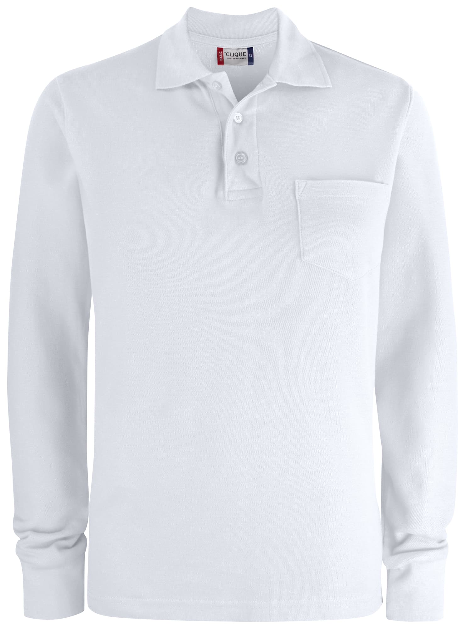 Basic Polo Pocket L/S, White