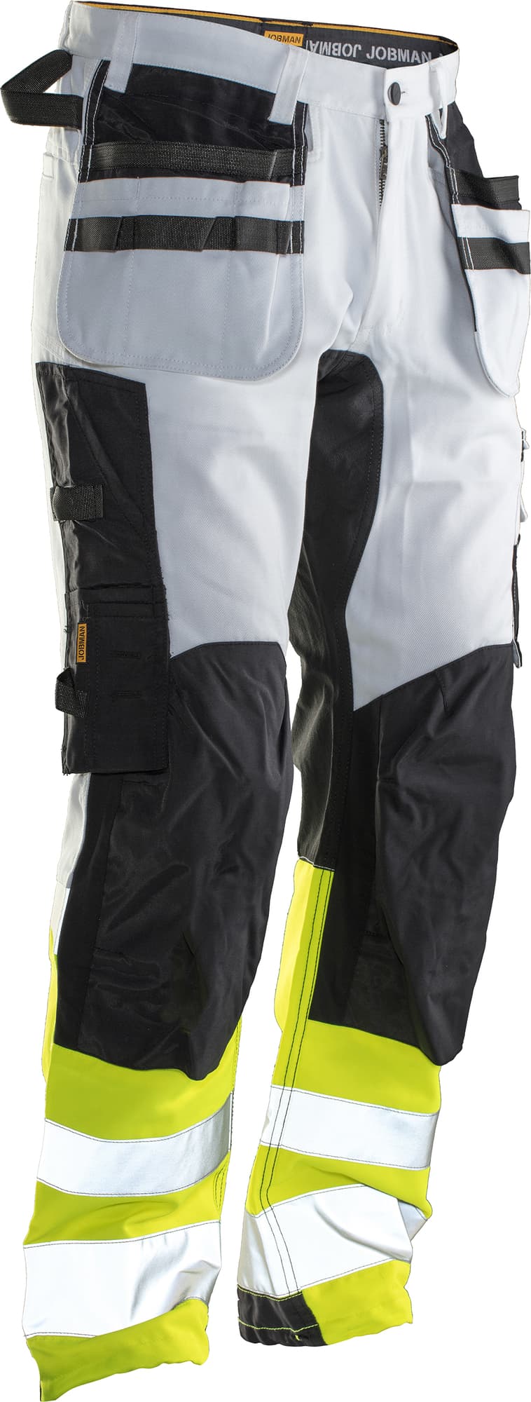 HV Håndverksbukse stretchpanel, White/Yellow