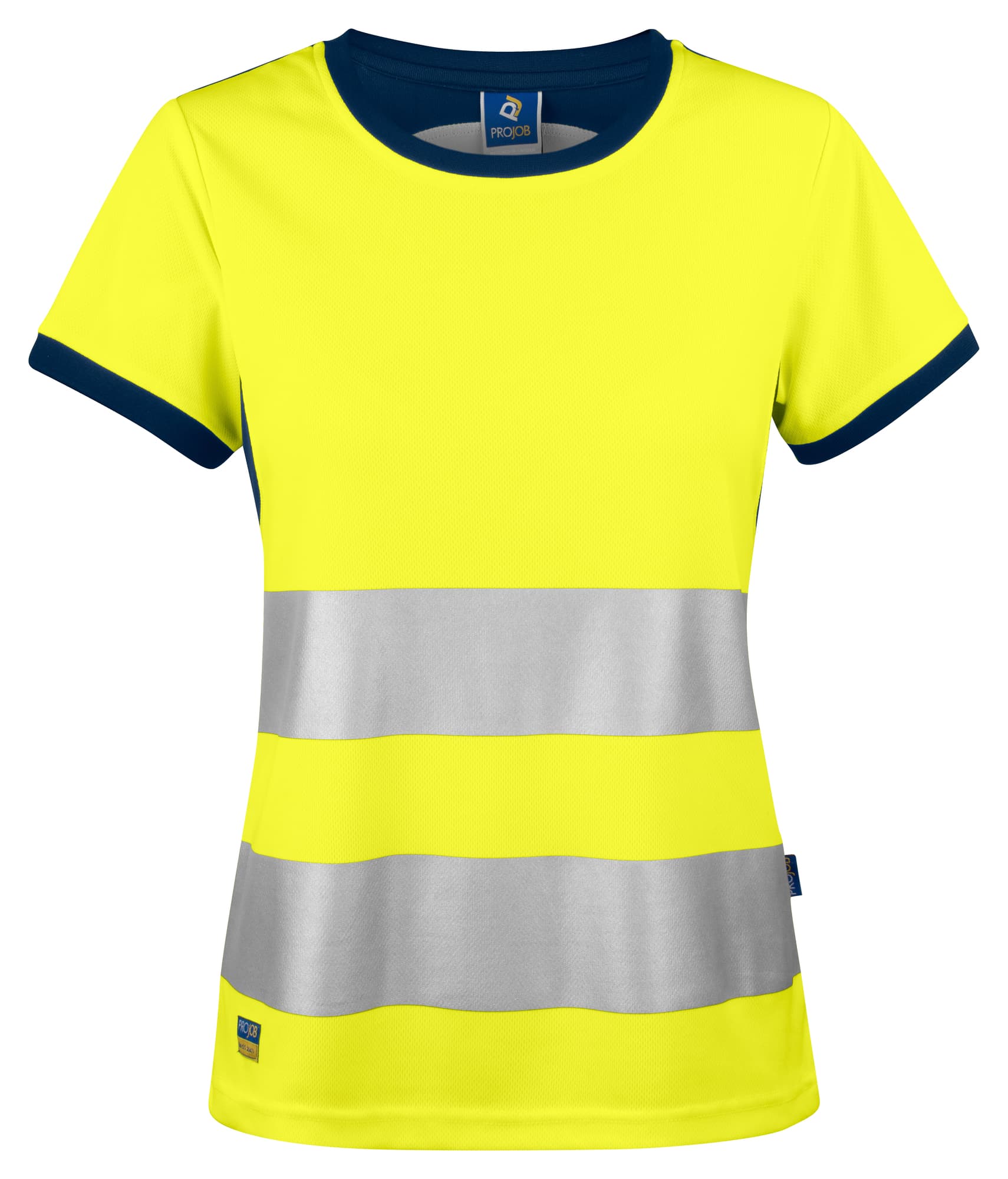 6012 T-skjorte Dame EN ISO 20471 Kl 2/1, Yellow/Navy