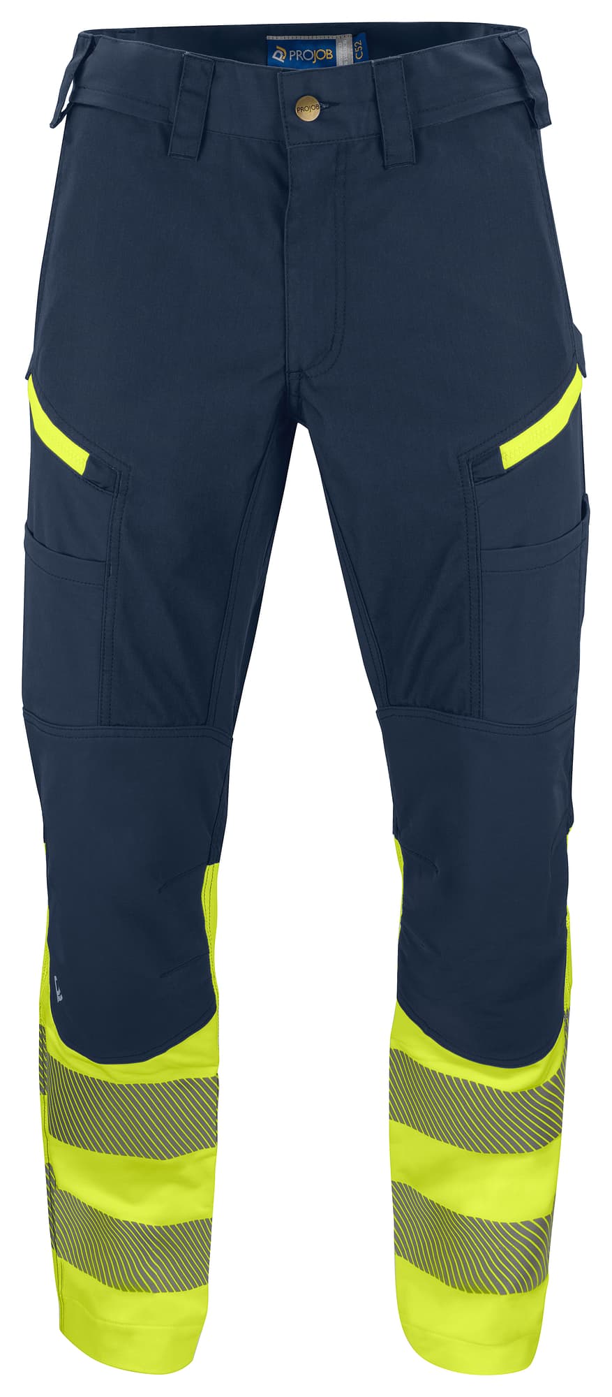 6528 Servicebukse Stretch EN ISO 20471 Kl 1, Yellow/Navy