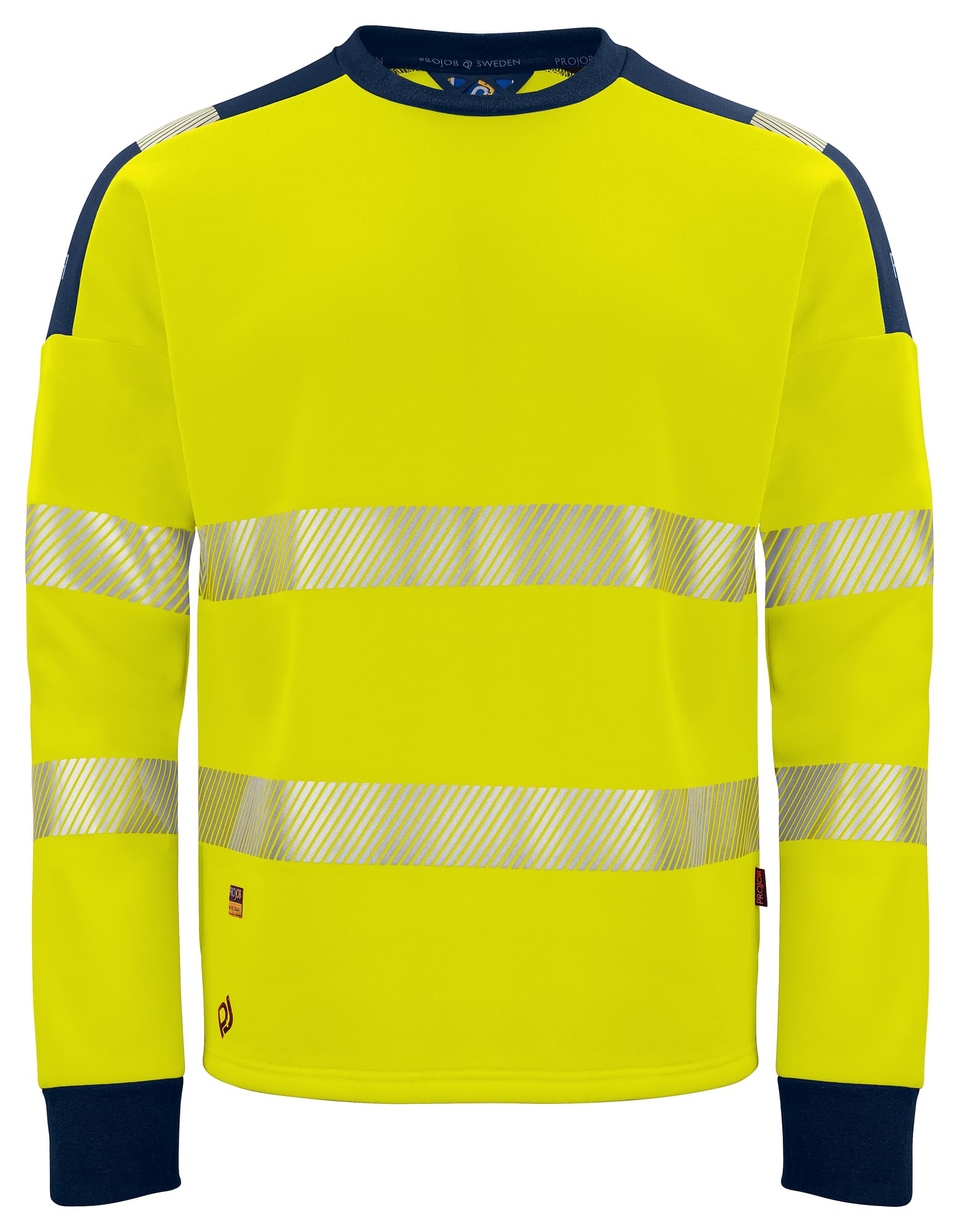 6108 Sweatshirt EN ISO 20471 Kl 3/2, Yellow/Navy
