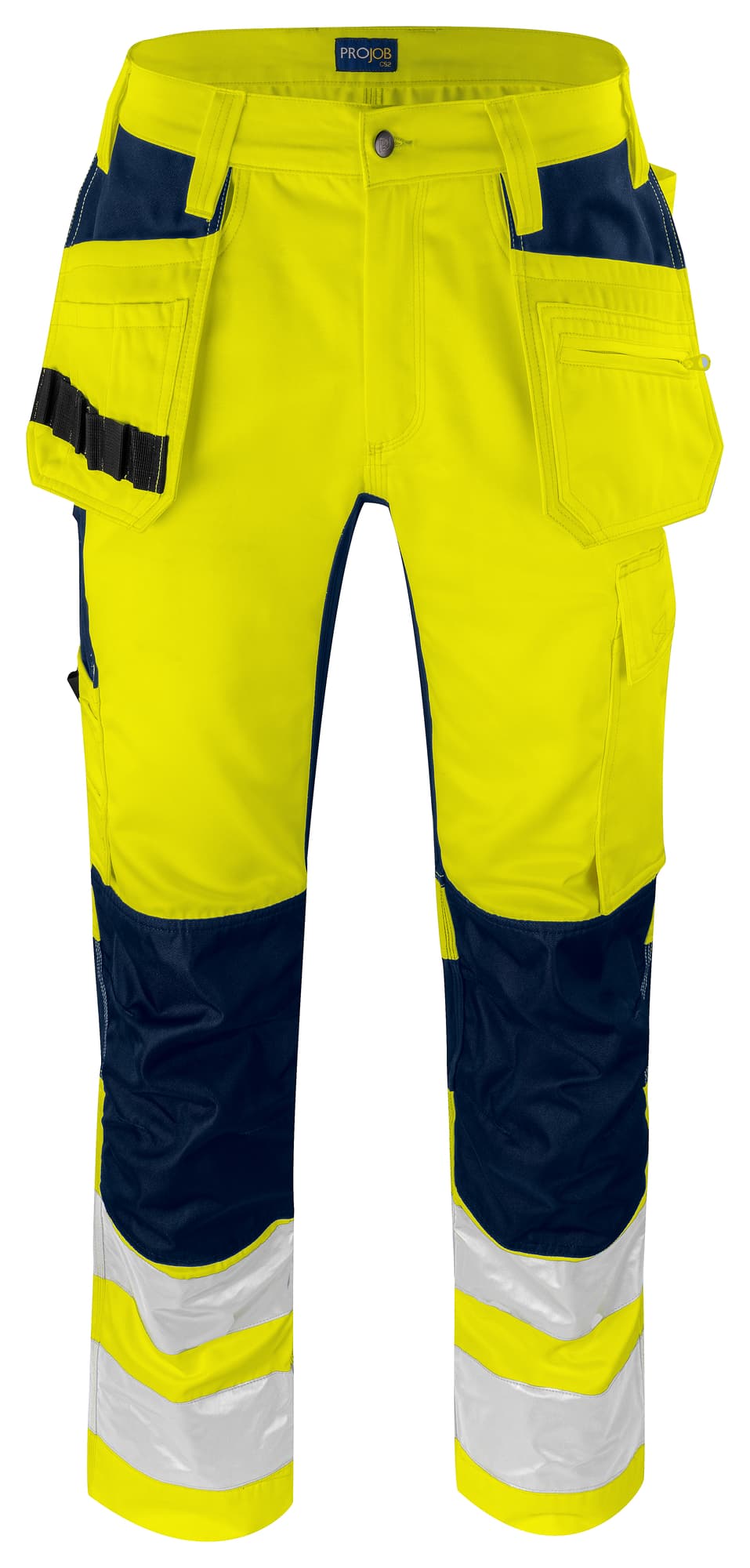 6570 Håndverksbukse Stretch EN ISO 20471 Kl 2, Yellow/Navy