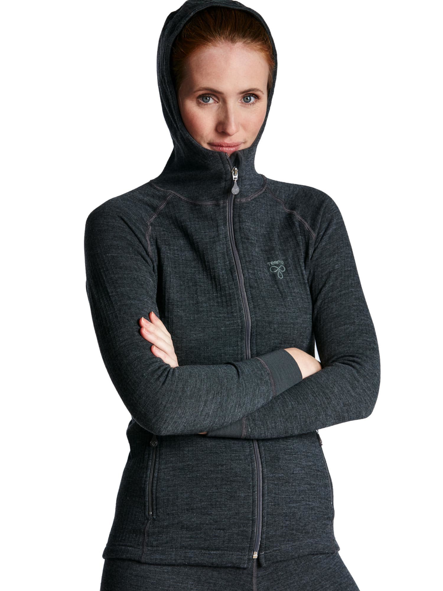 Termo Wool Original 2.0 Hoodie full zip W, Grey Melange