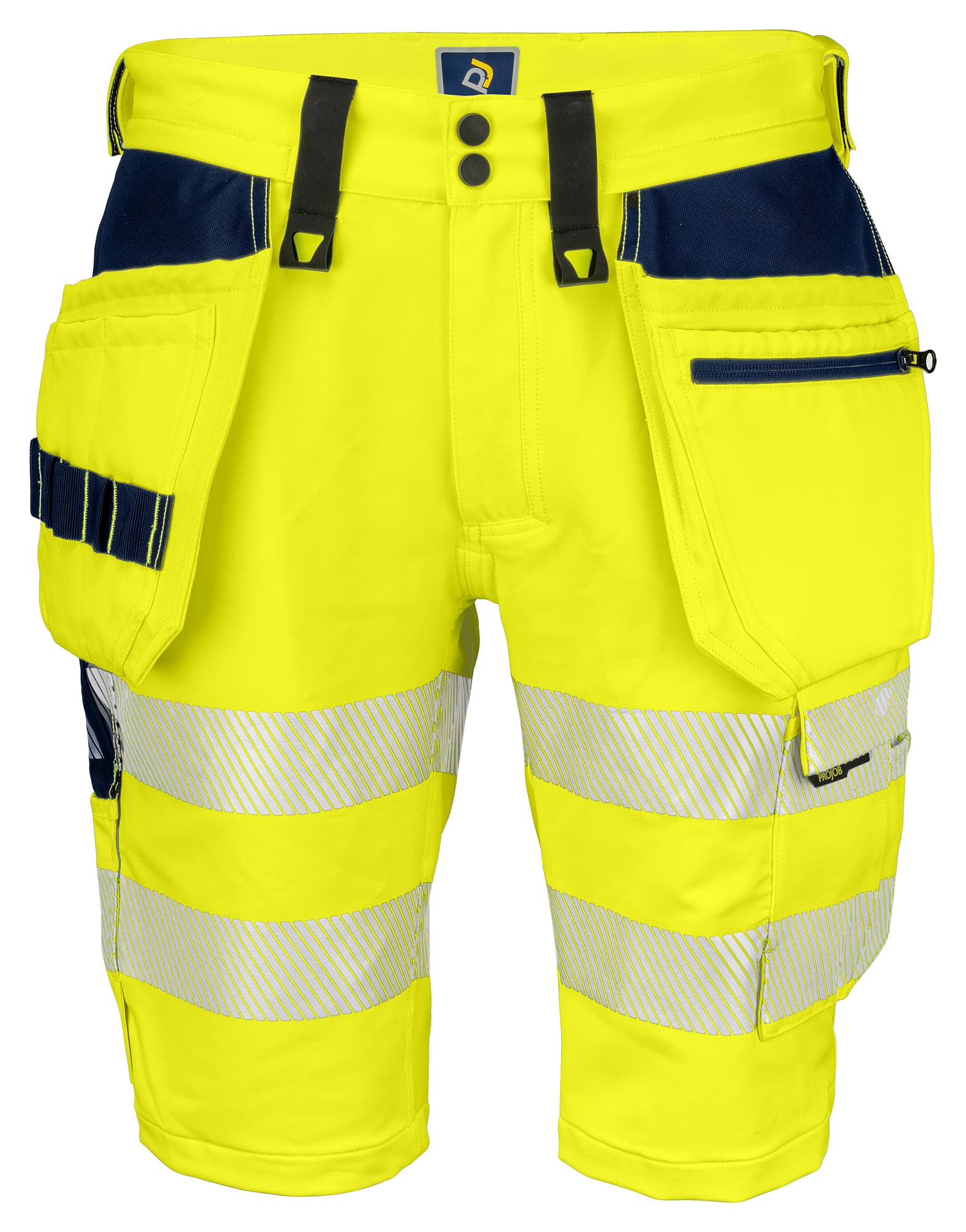 6575 Shorts Stretch EN ISO 20471 Kl 2/1, Yellow/Navy