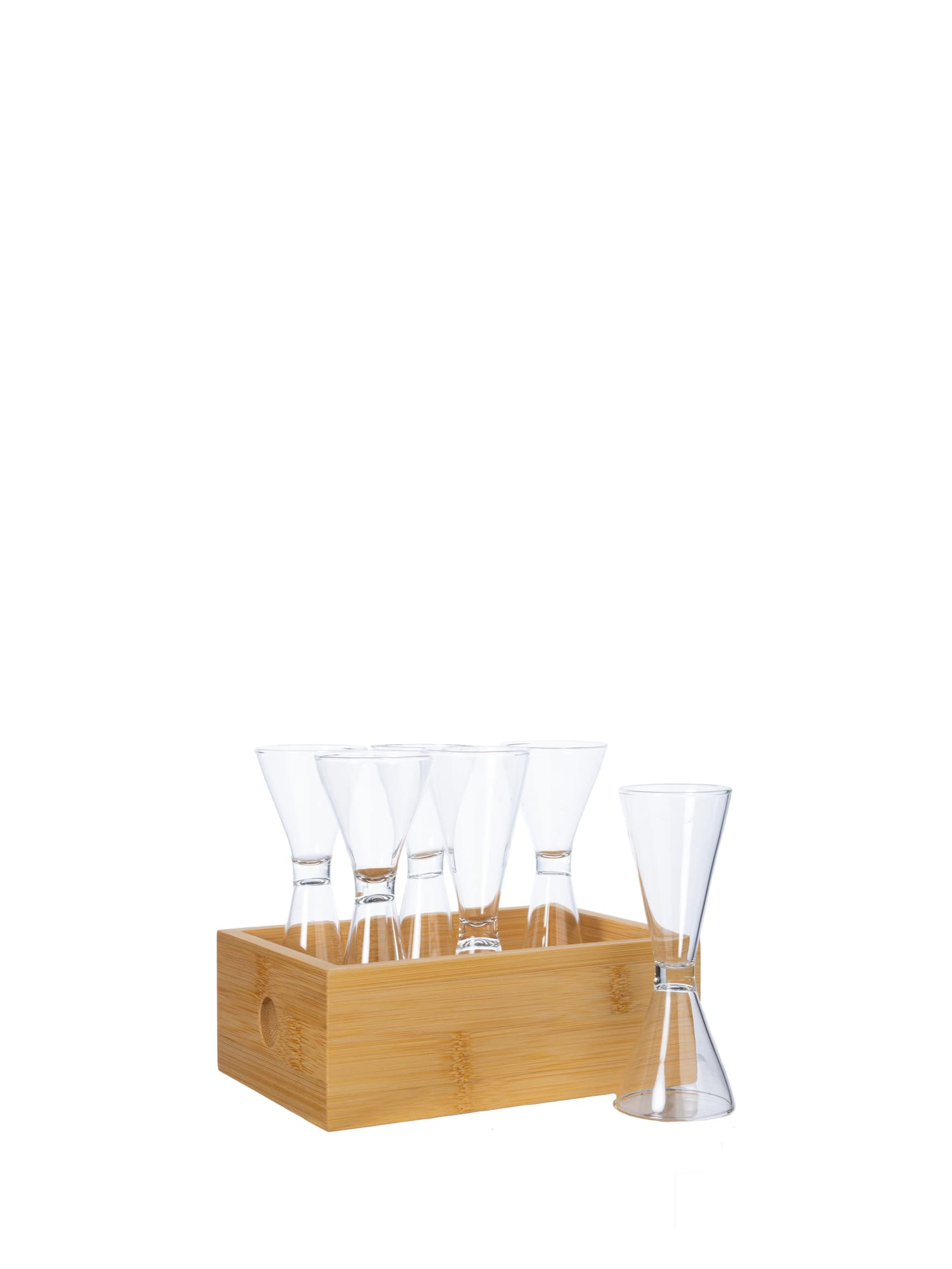 Nature snapsglass i bambusboks, 6-pk.