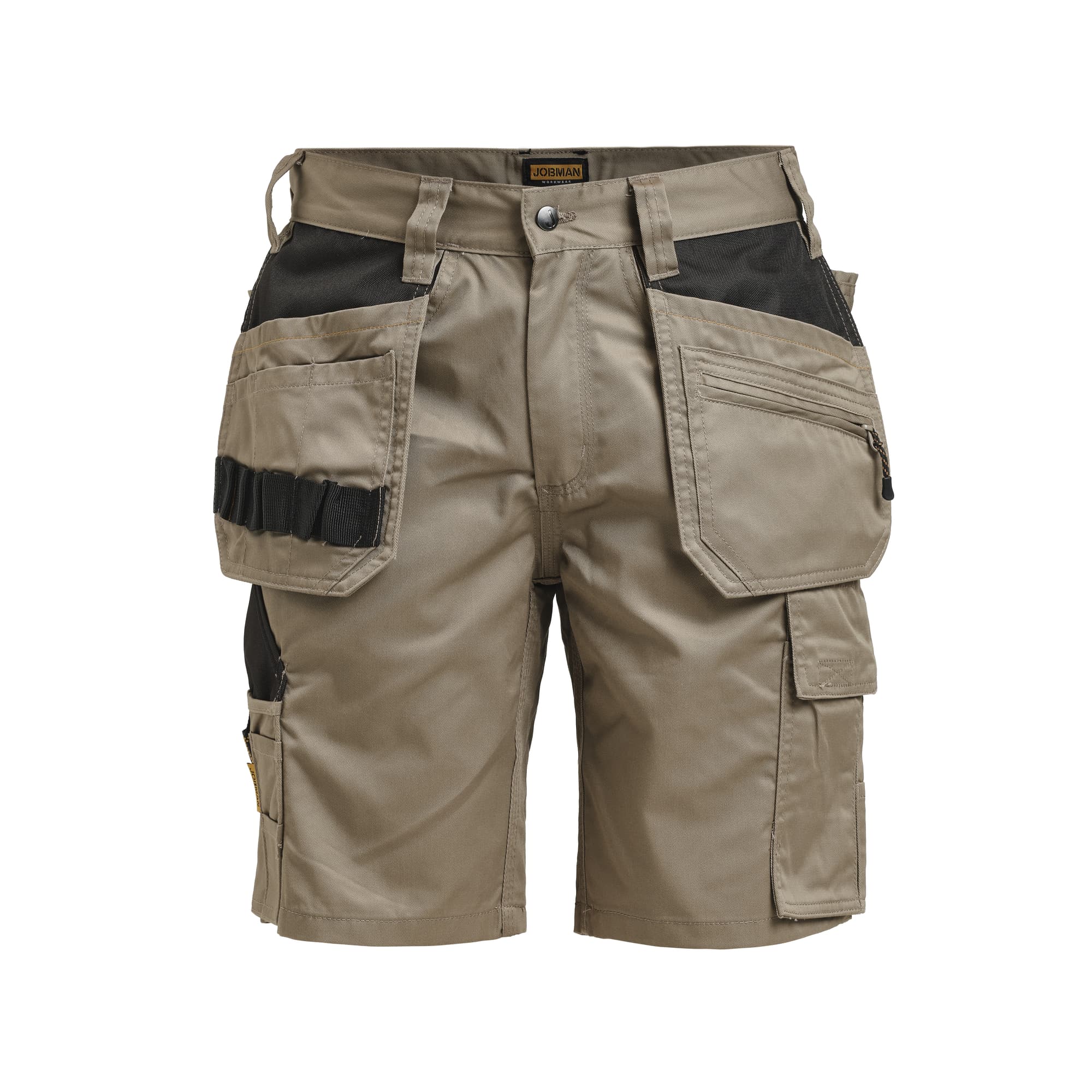 Poly Cotton Shorts, Khaki/Black