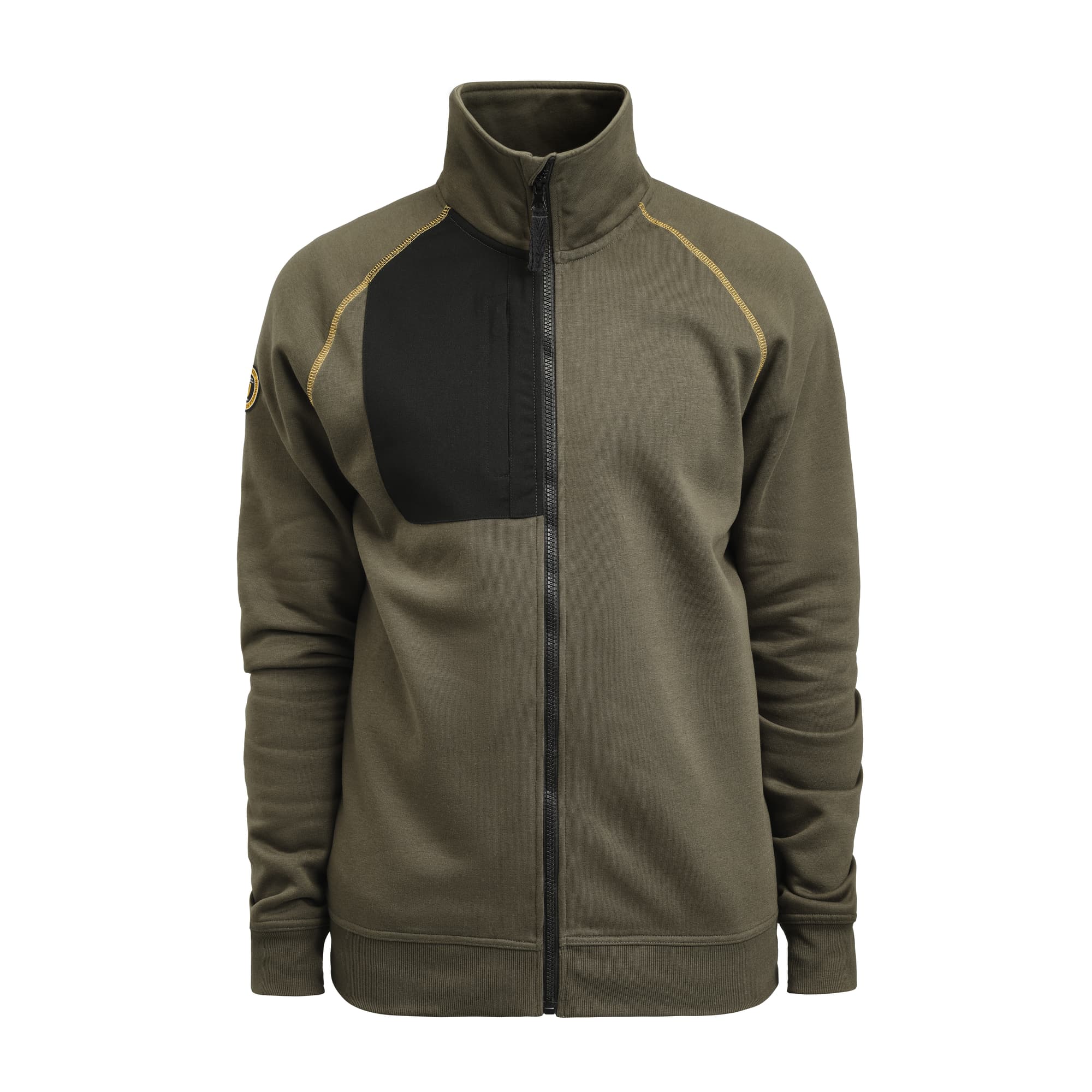 Sweatshirt Full-zip, Olive Green / Black