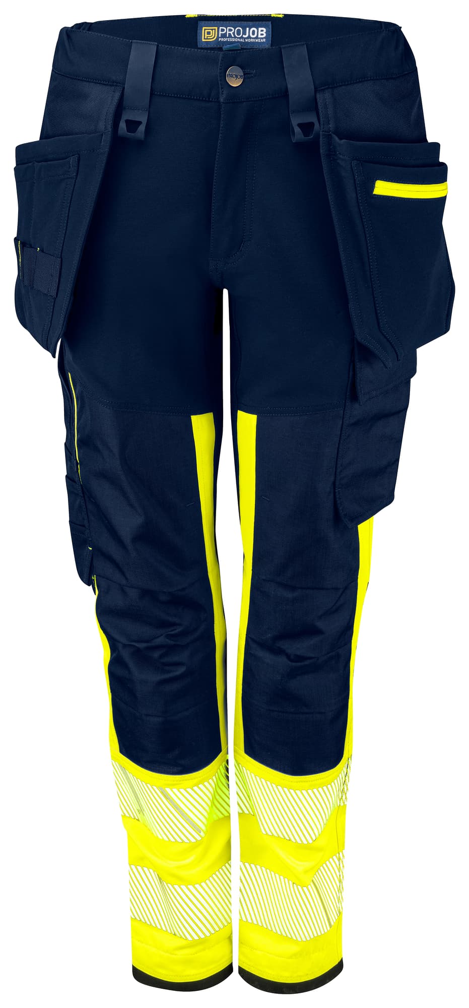 6543 Håndverksbukse Stretch Dame EN ISO 20471 Klasse 1, Yellow/Navy