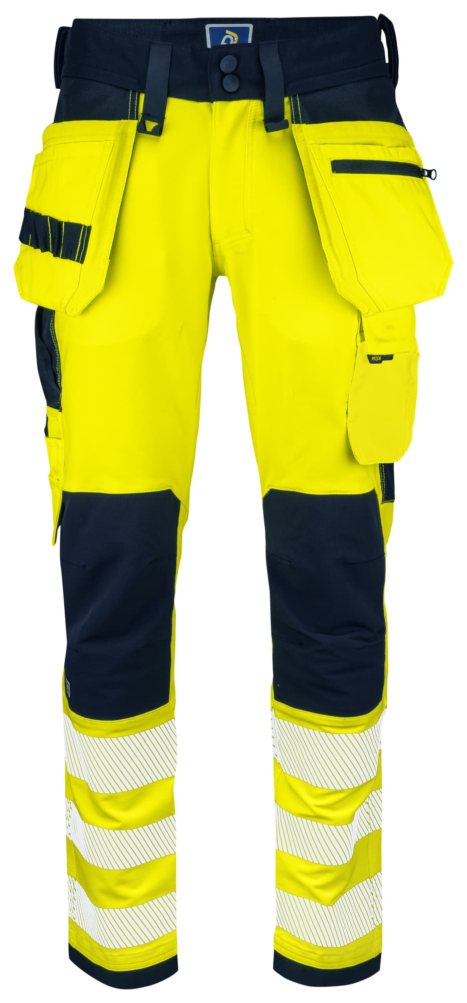 6573 Håndverksbukse Stretch EN ISO 20471 Kl 2, Yellow/Navy