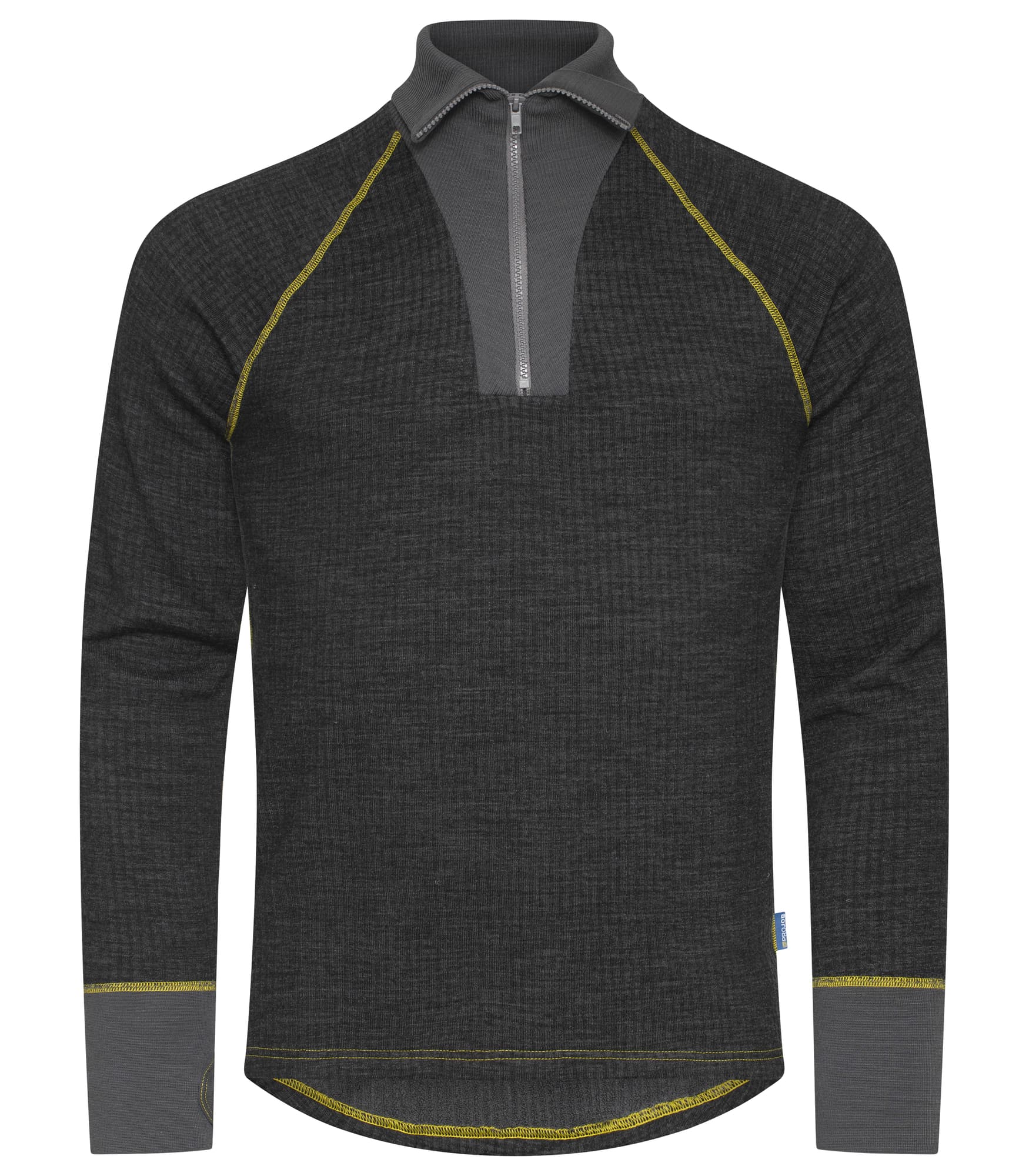 3110 Undertrøye Zip, Black Melange