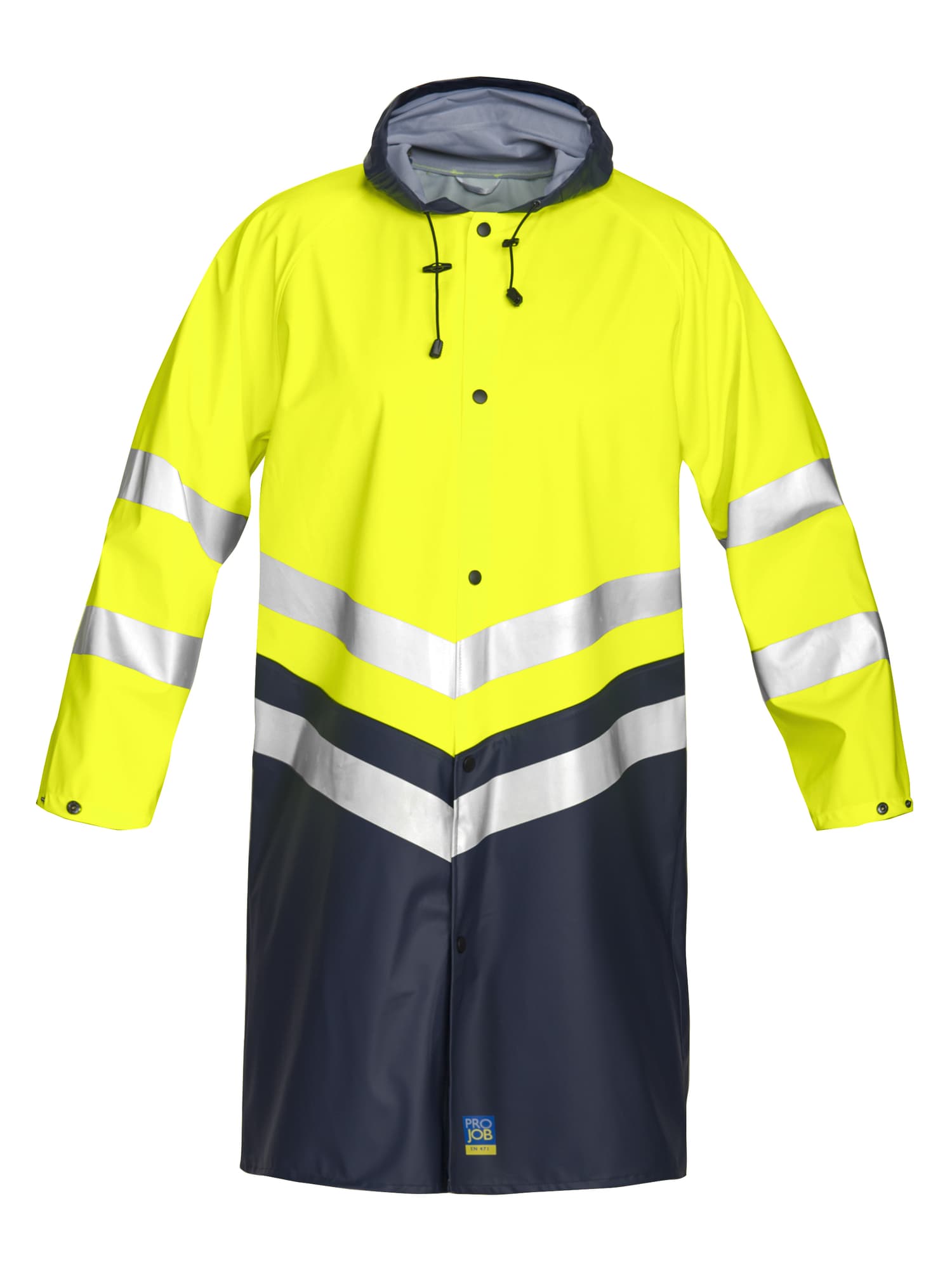 6403 Regnjakke EN ISO 20471 Kl 3, Yellow/Navy