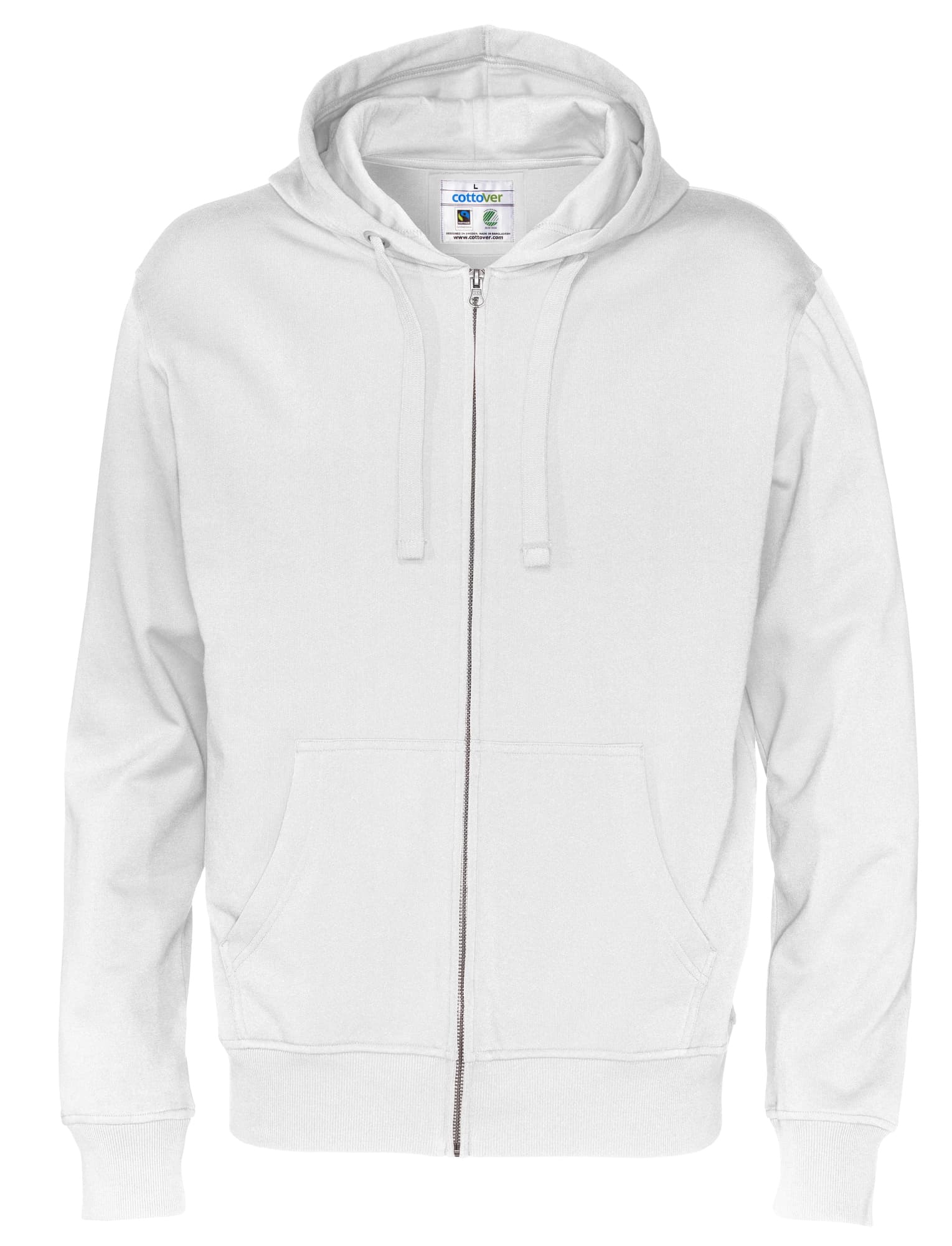 Full Zip Hood Man, White