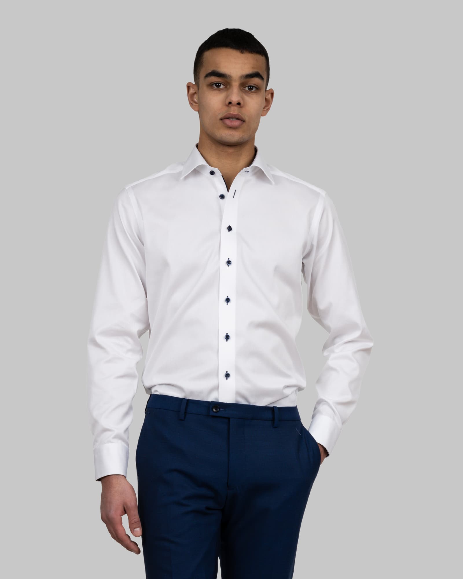 RB20 Twill Slim, White/Navy