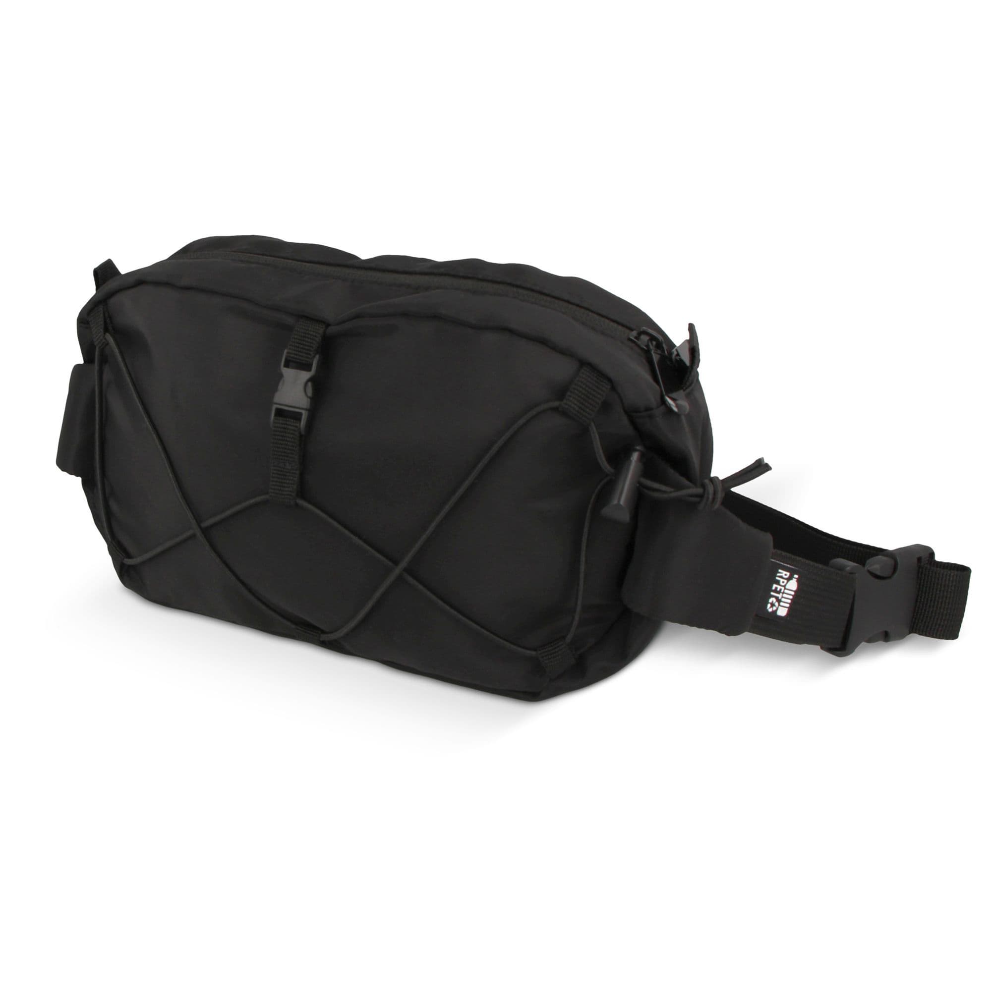 Crossbody-veske i R-PET med snøredetaljer, Black