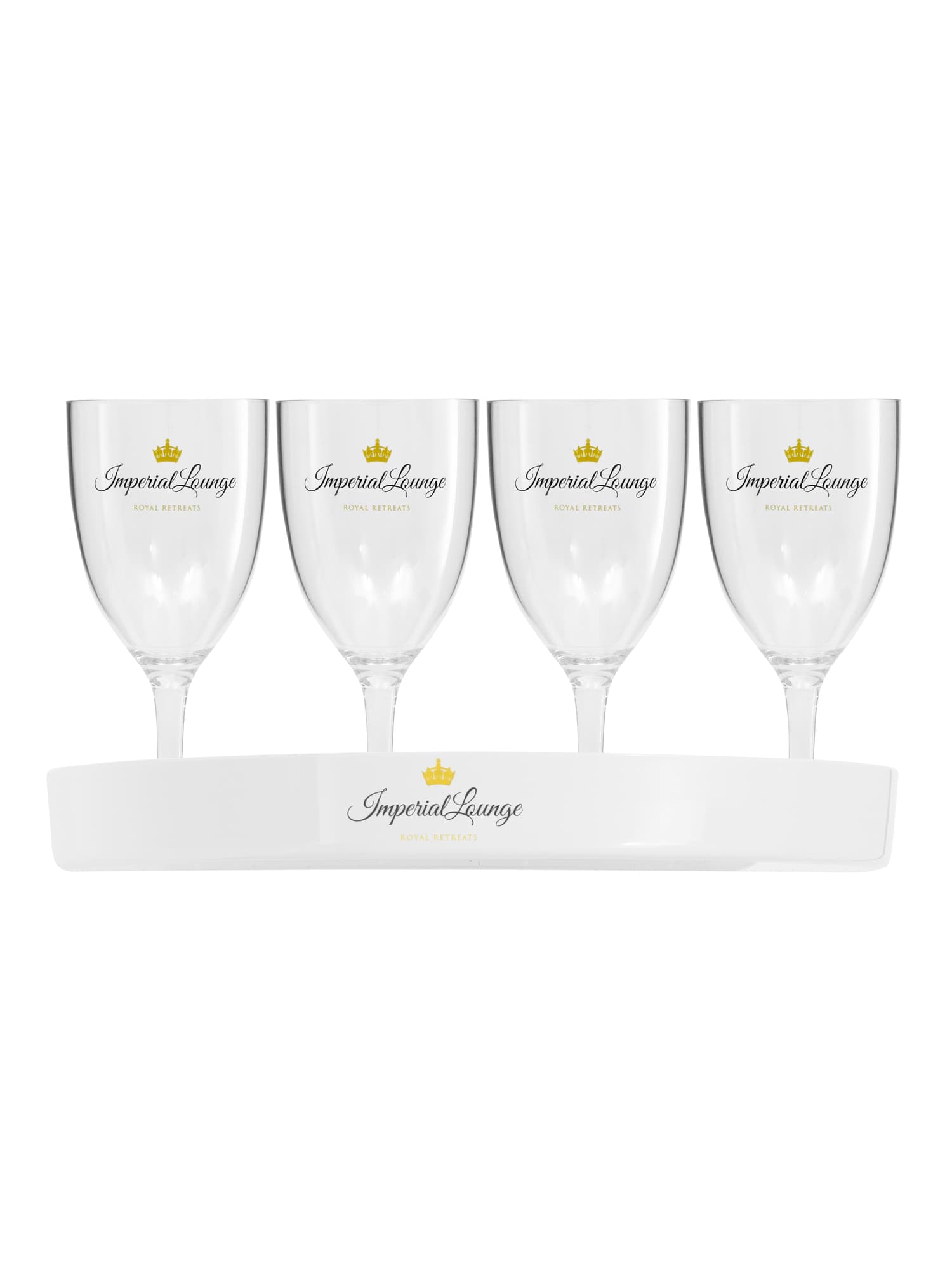 Glass og fat med logo, Transparent