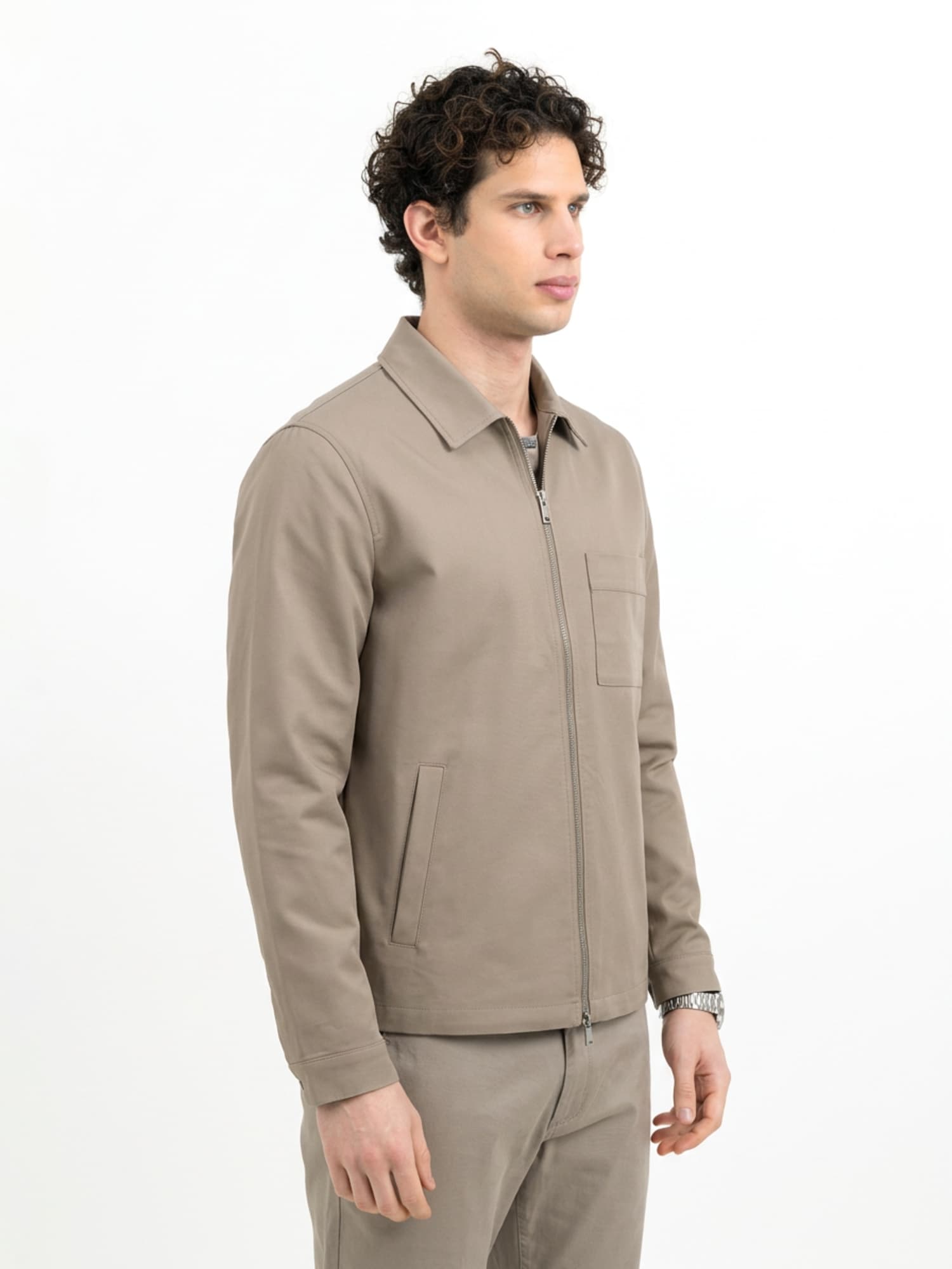 Modern Zip Overshirt, Walnut