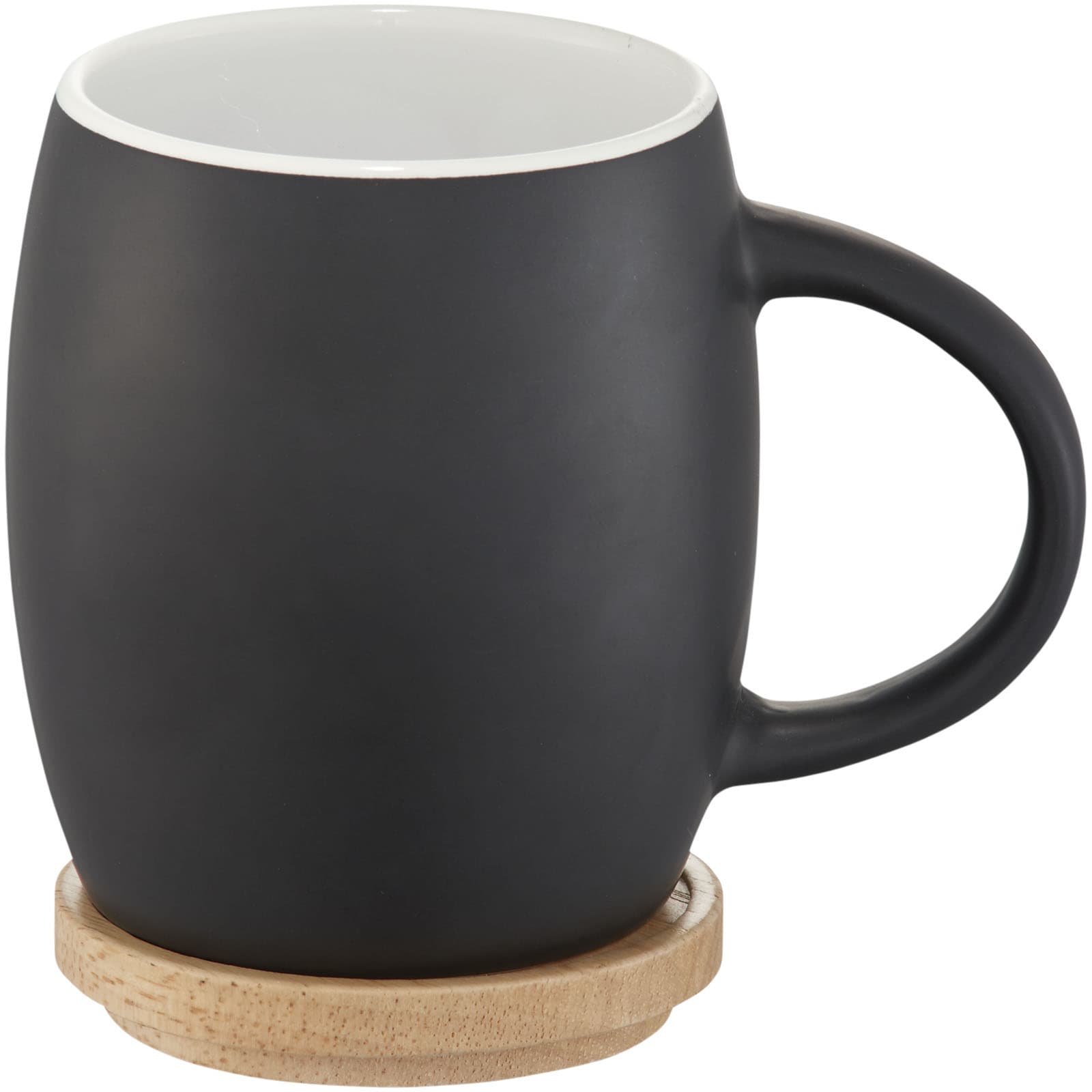 Heart keramikkrus med skål i tre 400 ml., Solid svart
