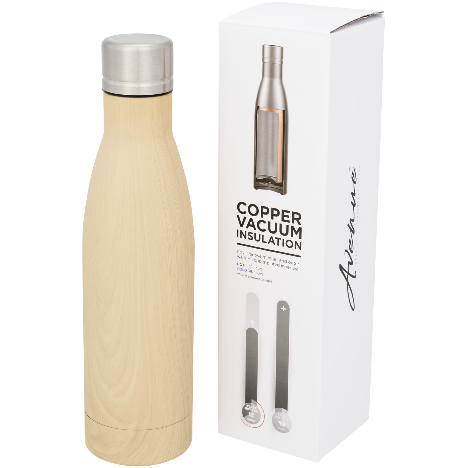 Vasa 500 ml termoflaske i trelignende kobber, Brun