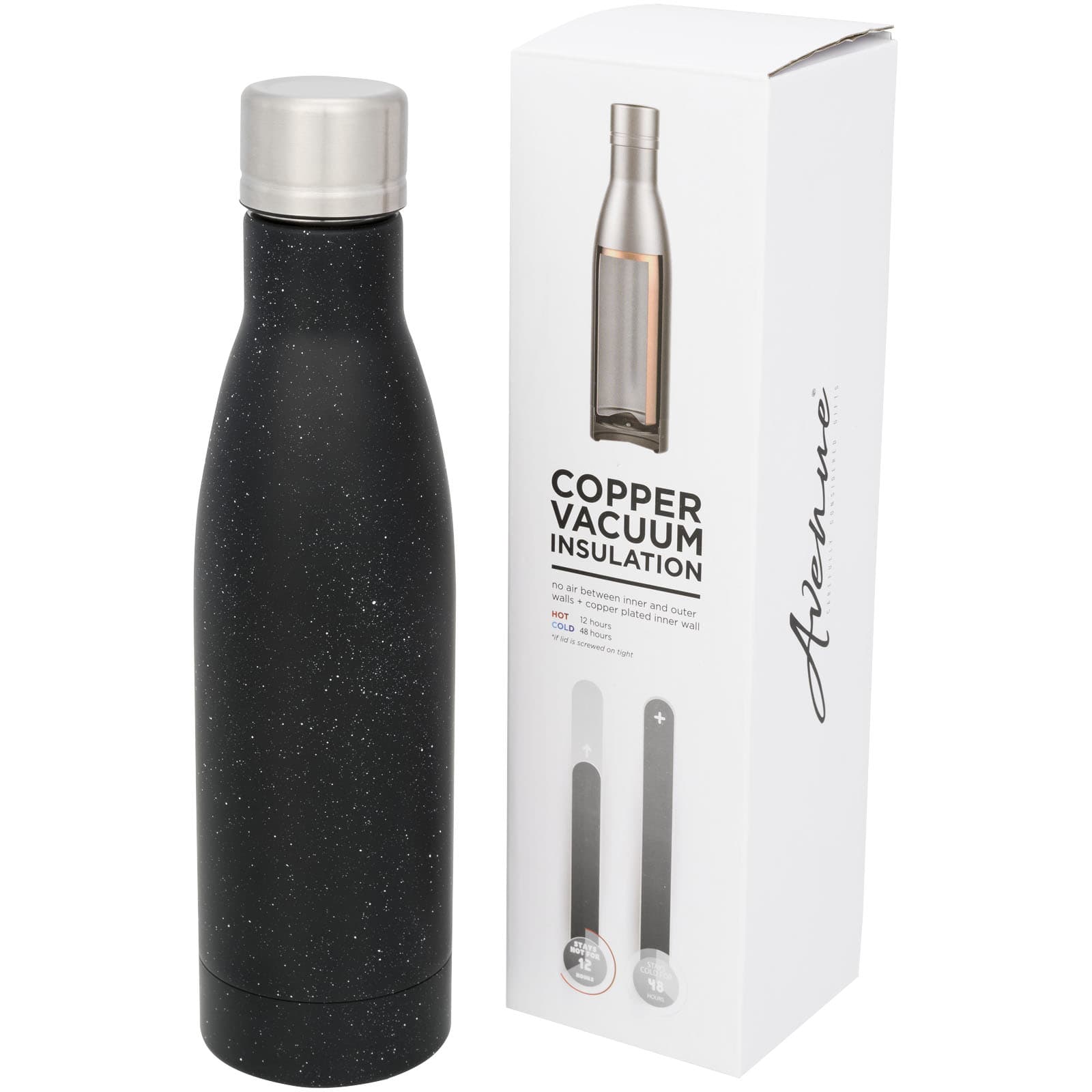 Vasa 500 ml kobberprikket termoflaske, Solid svart