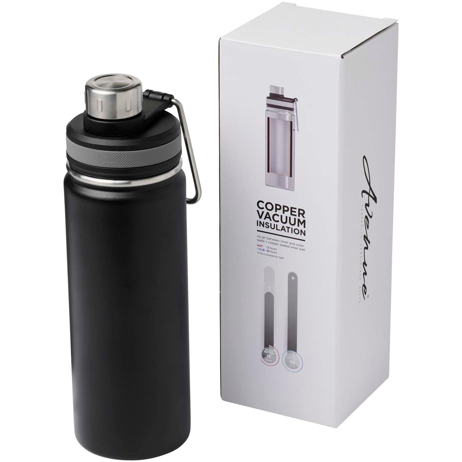 Gessi 590 ml kobber-vakuumisolert sportsflaske, Solid svart