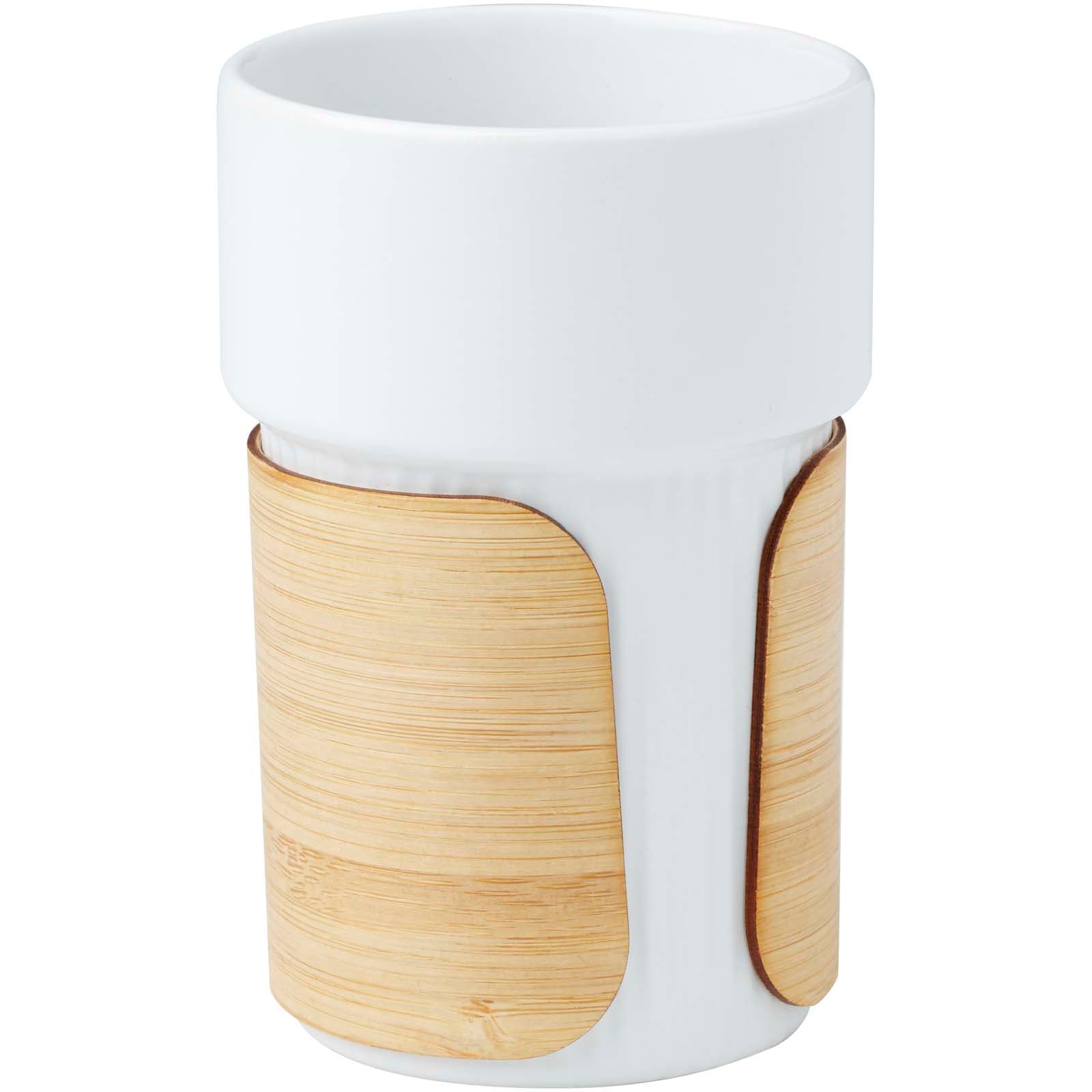 Fika 340 ml termokopp med bambushylse, Hvit