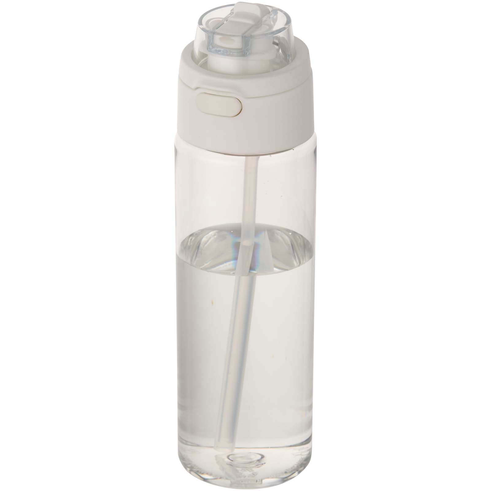 Theron 700 ml RCS vannflaske i resirkulert plast med lokk med to funksjoner og uttrekkbart sugerør, Transparent klar