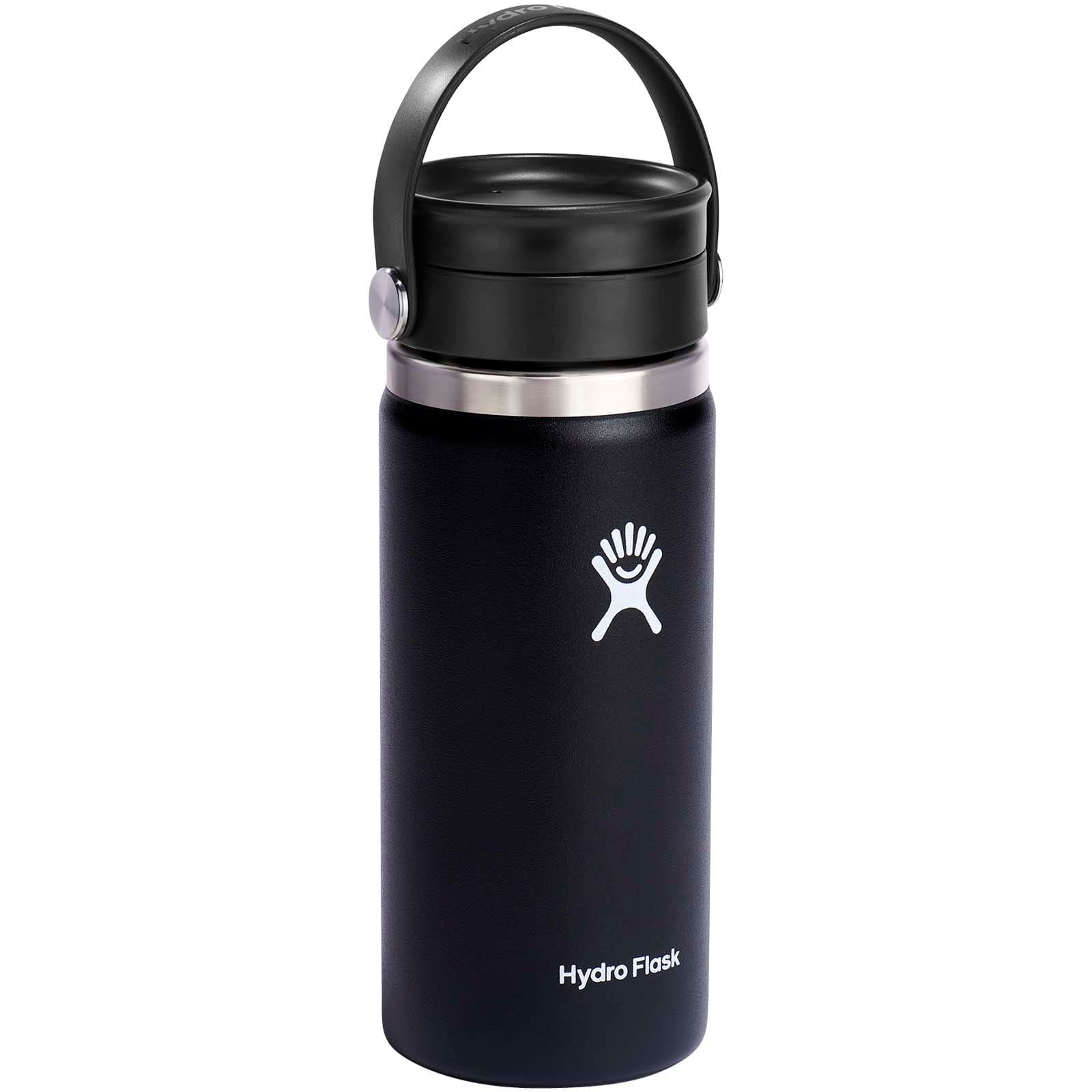 Hydro Flask Wide Mouth termokopp i rustfritt stål 473 ml med Flex Sip™ lokk, Solid svart