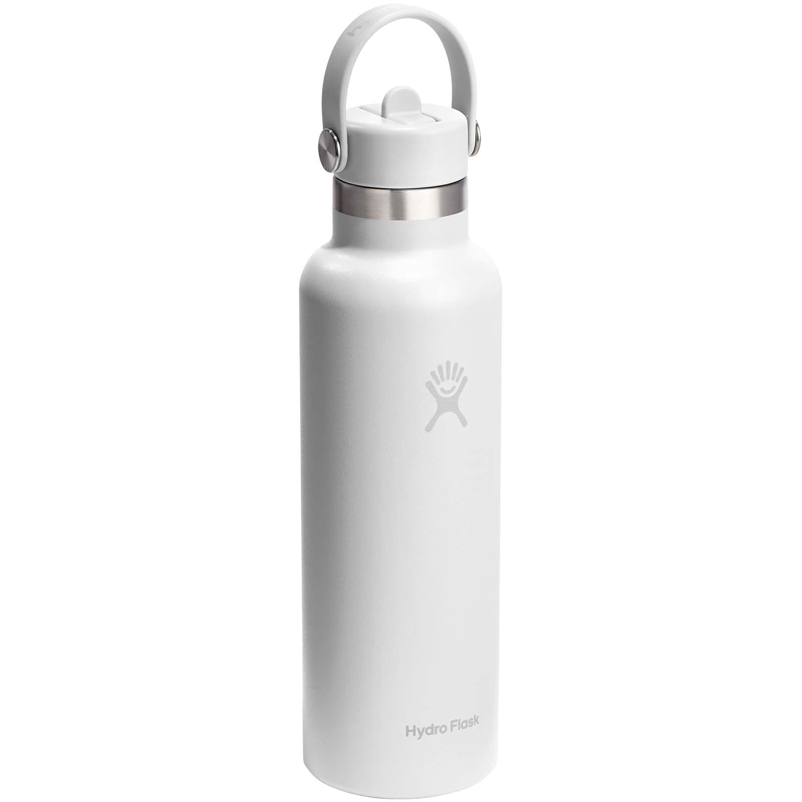 Hydra Flask Standard Mouth 621 ml isolert vannflaske i rustfritt stål med lokk med sugerør, Hvit