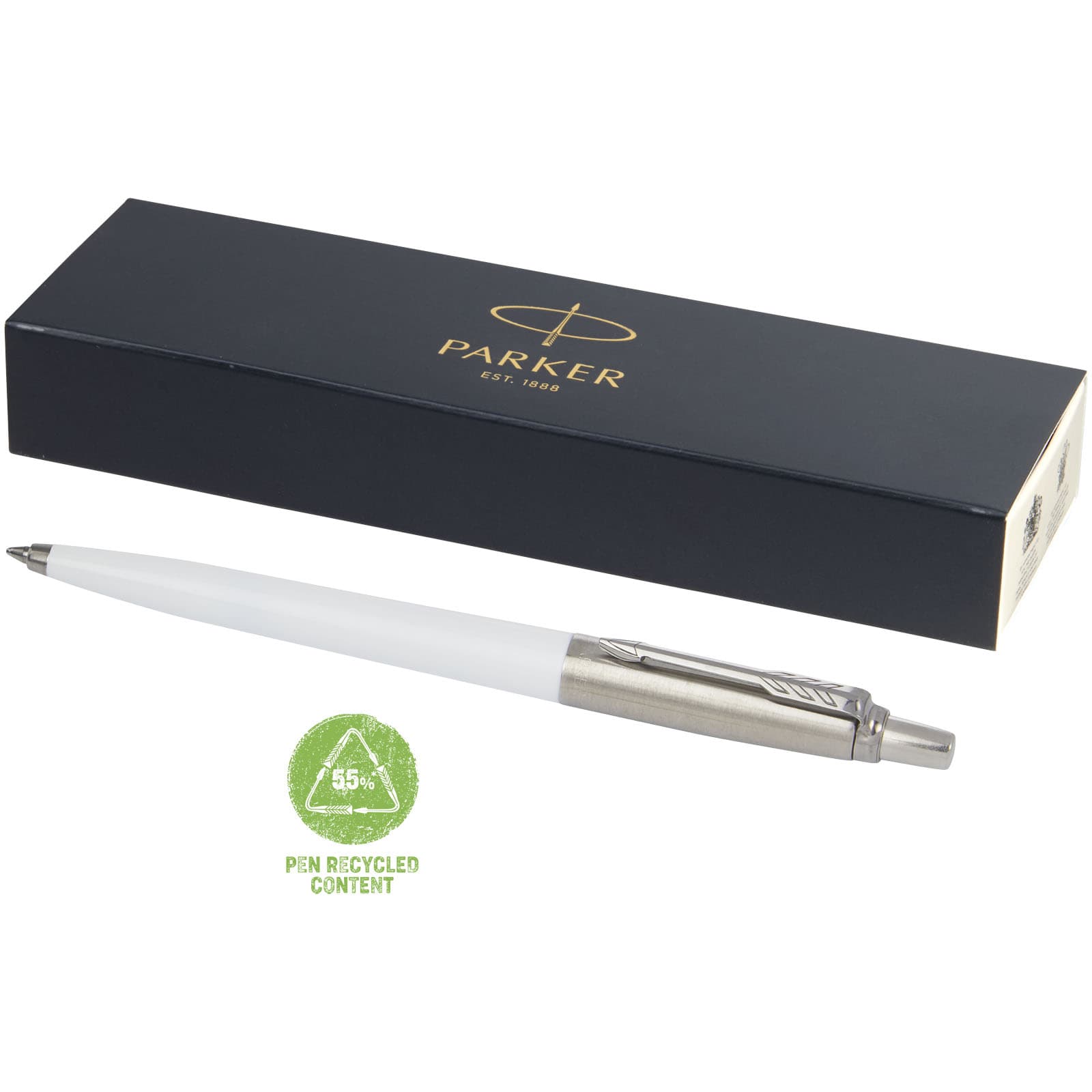 Parker Jotter resirkulert kulepenn (blått blekk), Hvit