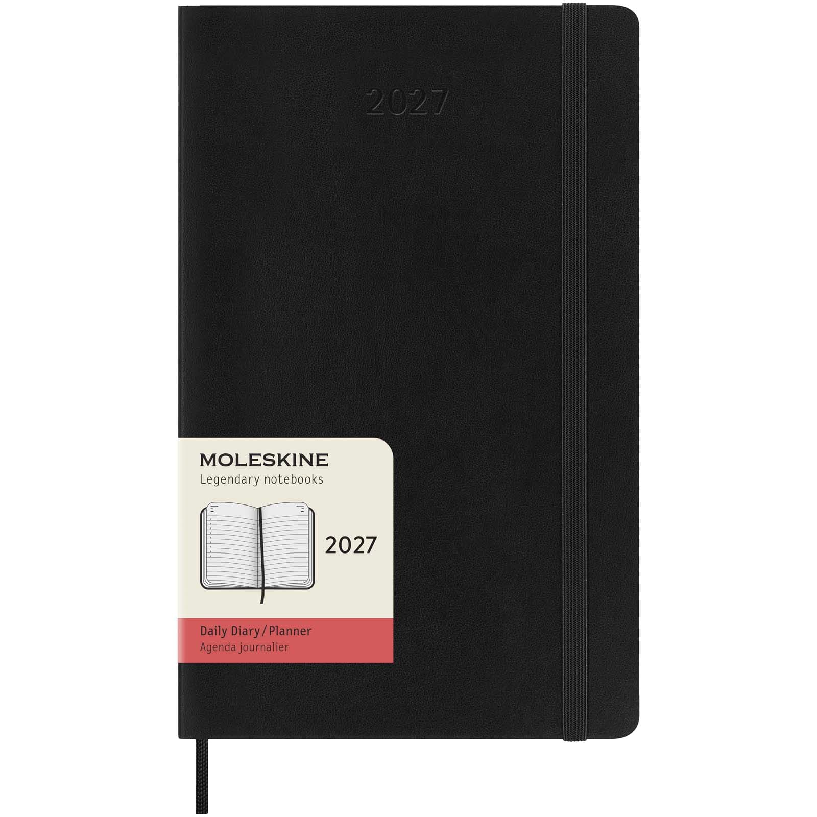 Moleskine 12 måneders dagskalender stor, mykt omslag, Solid svart