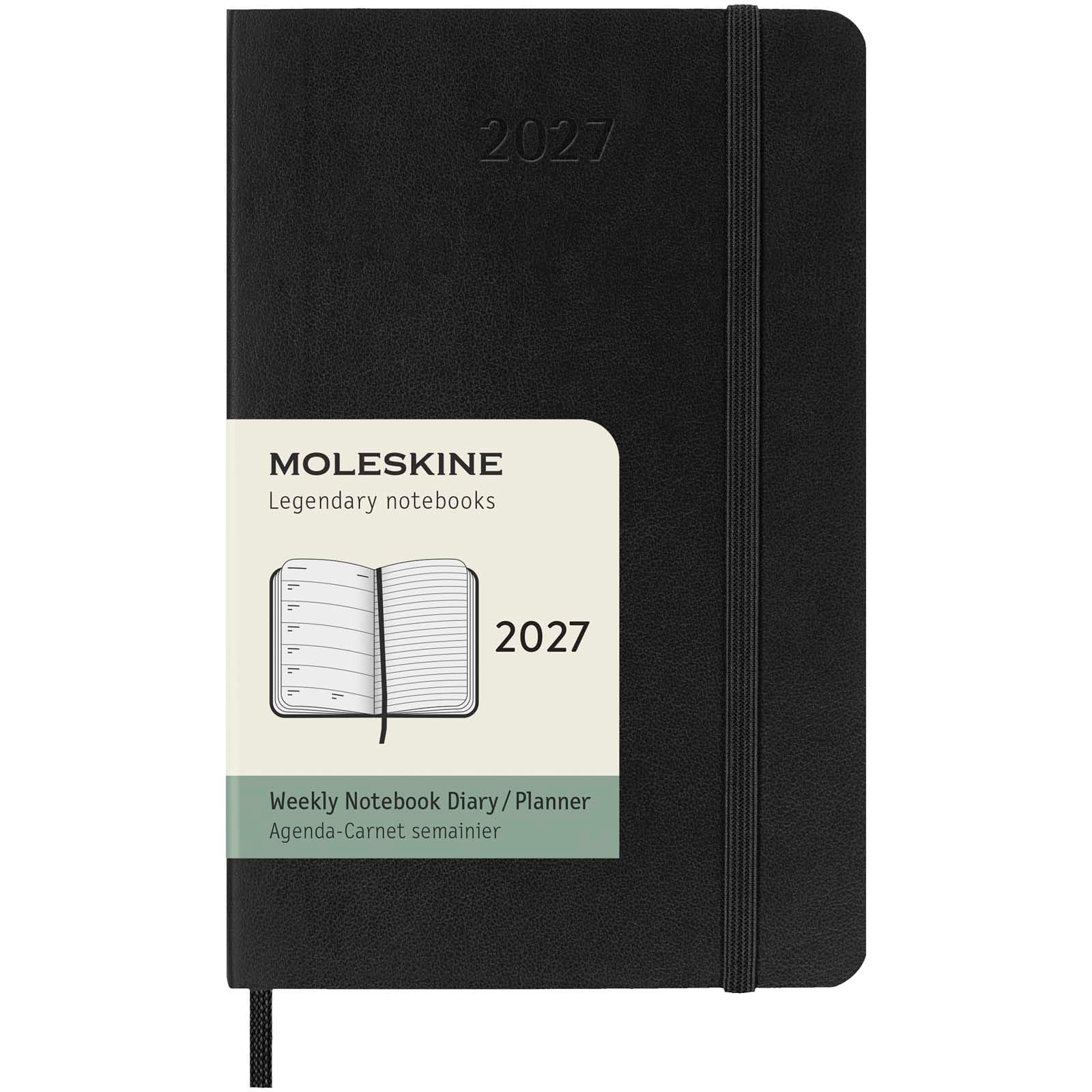 Moleskine 12 måneders ukeskalender lommeformat, mykt omslag, Solid svart