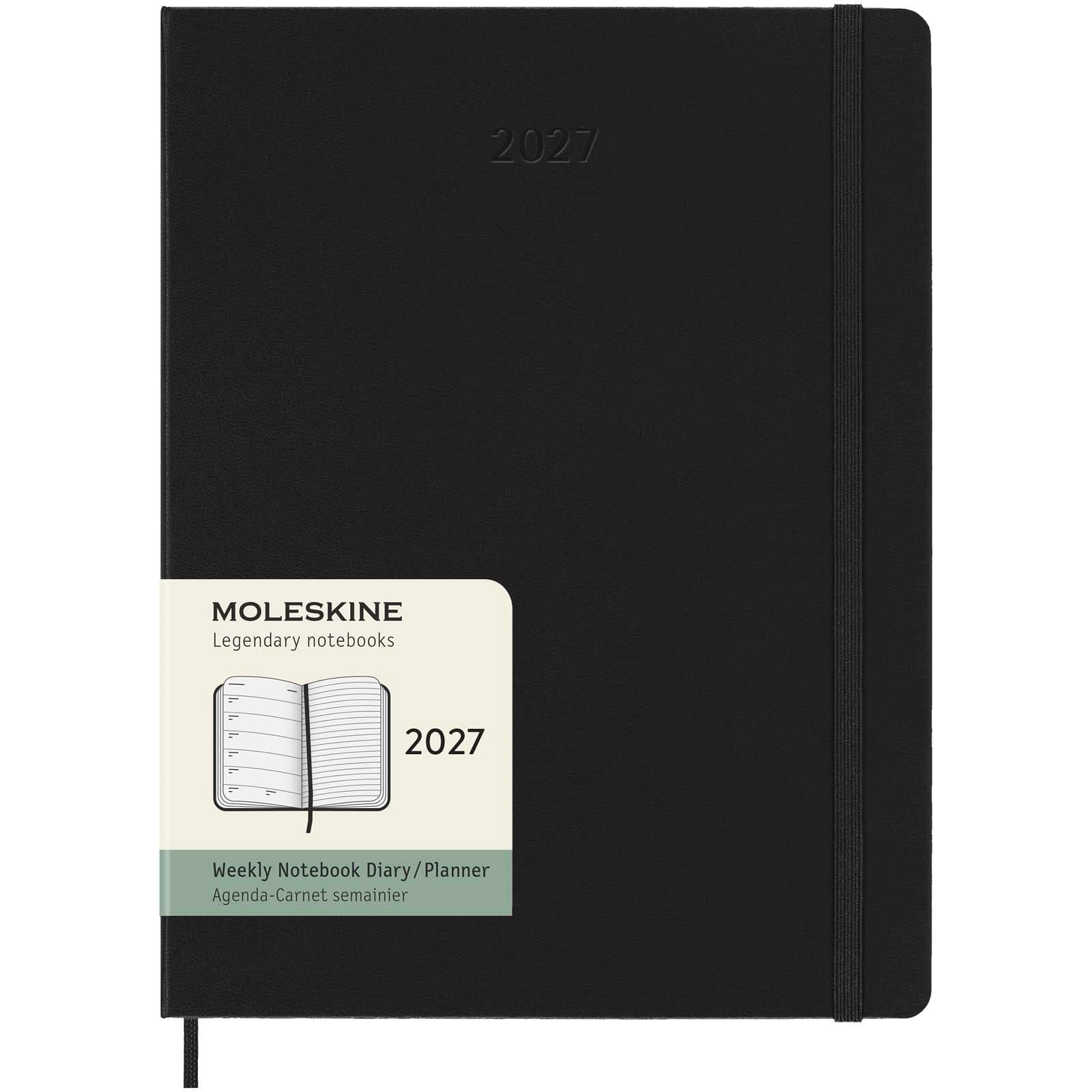Moleskine 12 måneders ukeskalender ekstra stor, hardt omslag, Solid svart