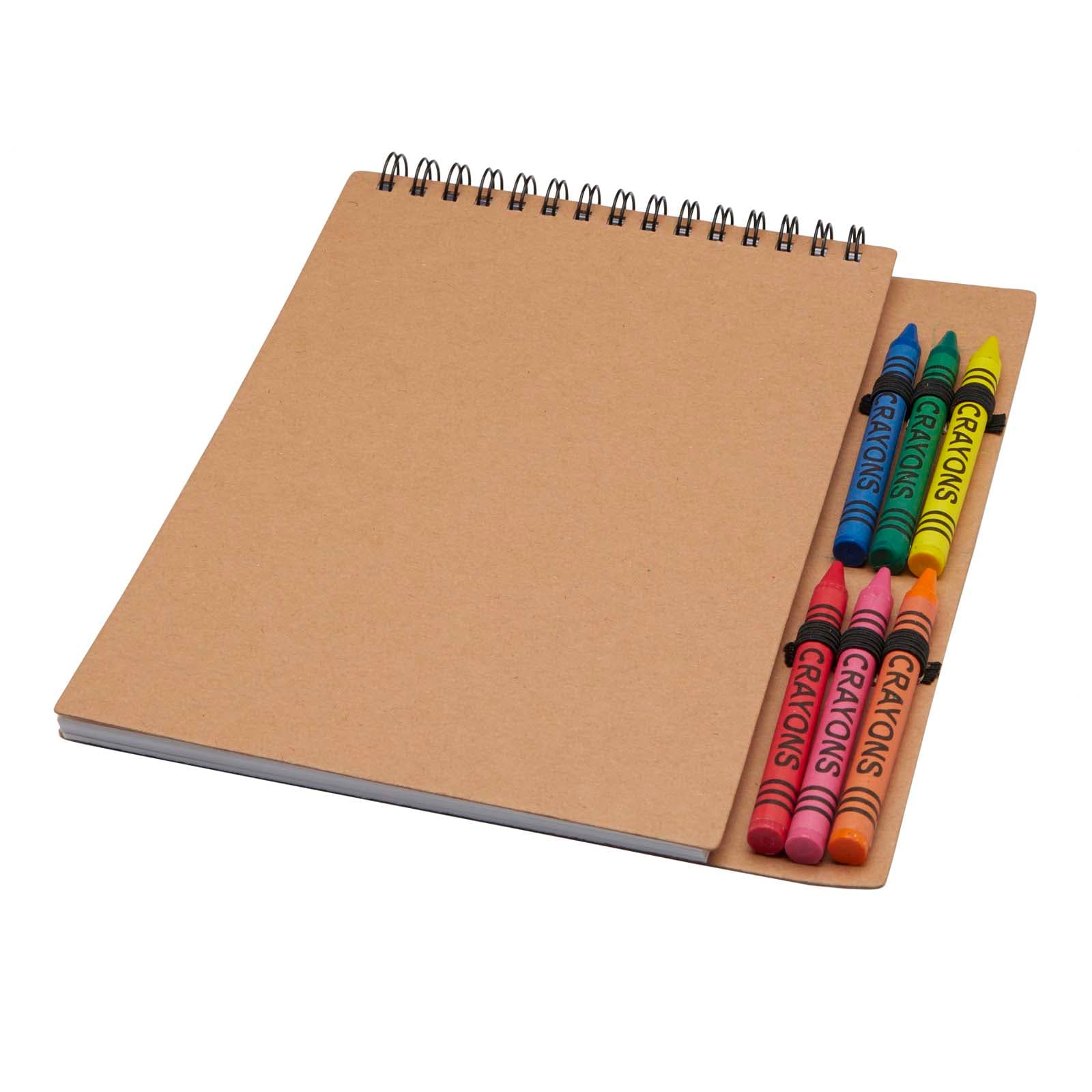 Doodle A5 notatblokk med spiral, mykt omslag og fargestiftsett