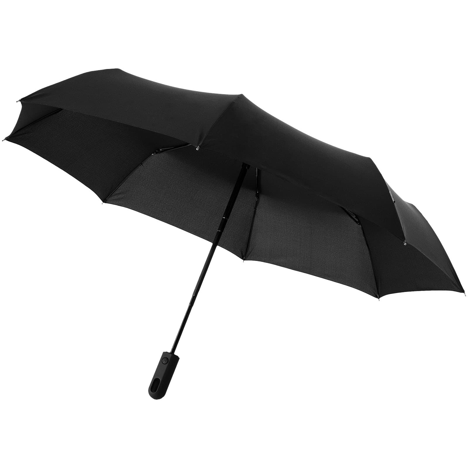 Trav 21.5" sammenleggbar automatisk åpne/lukke paraply, Solid svart