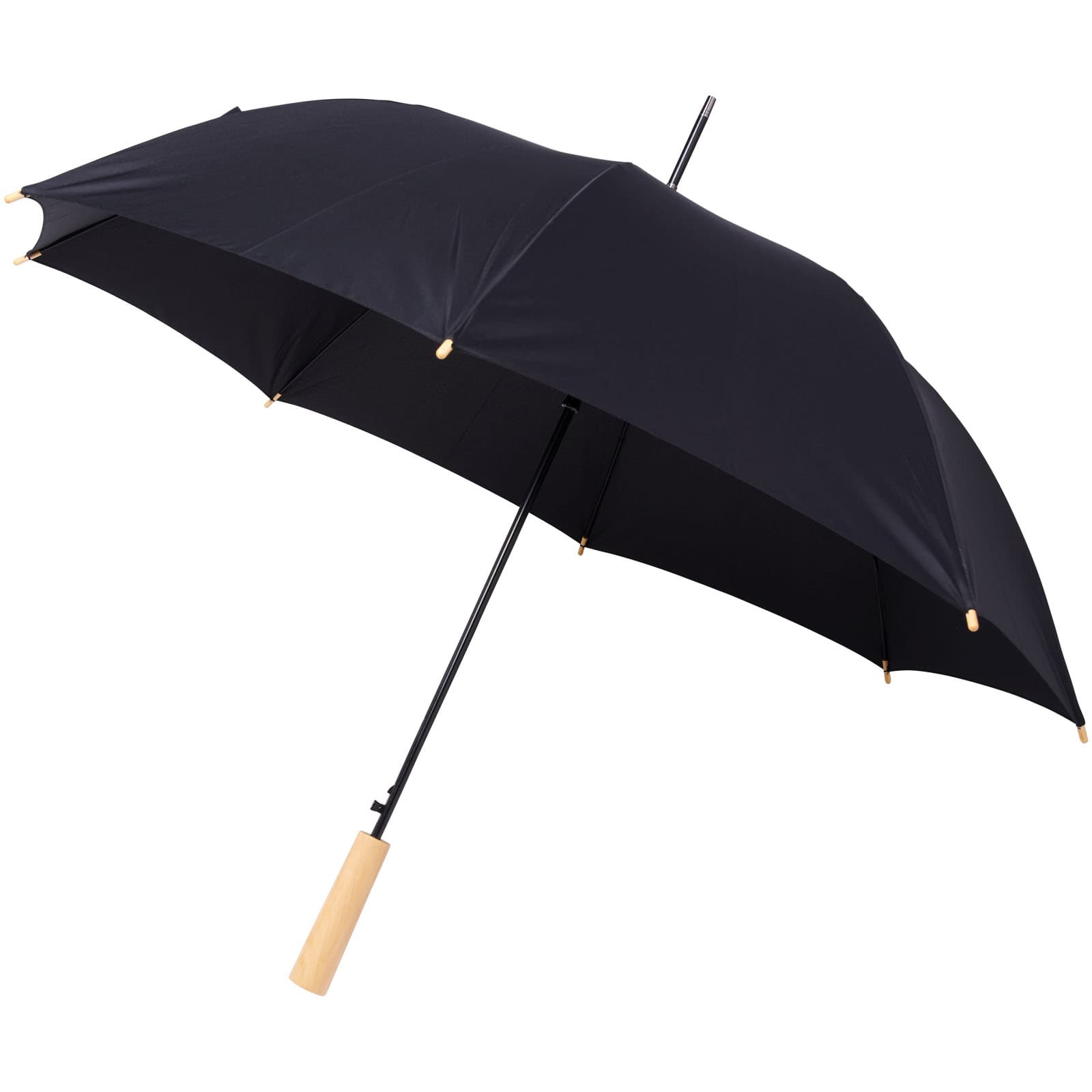 Alina 23" auto-åpne resirkulert PET paraply, Solid svart