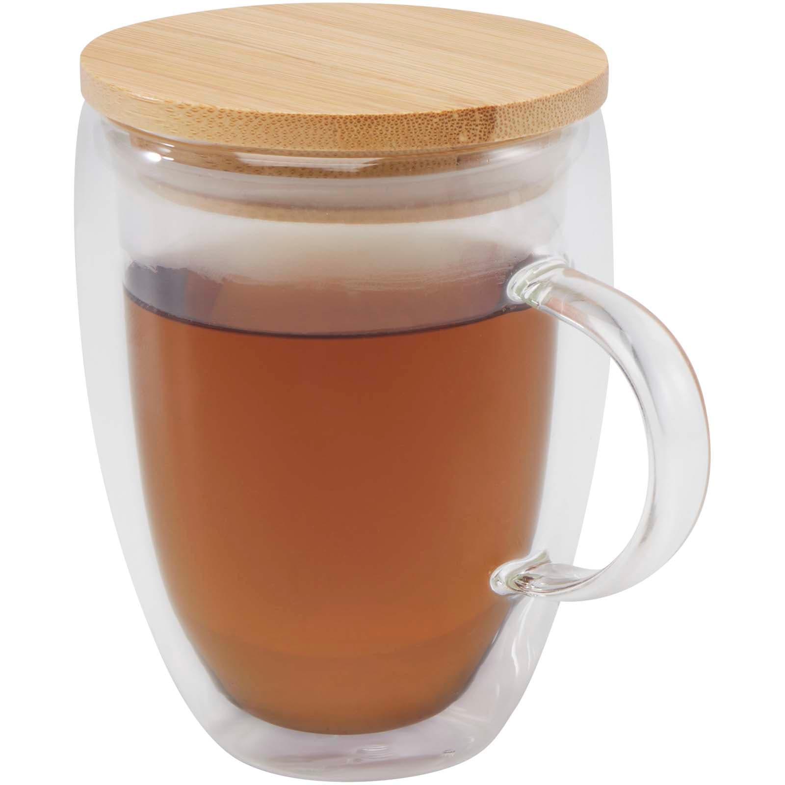 Leona 350 ml glasskopp med bambuslokk