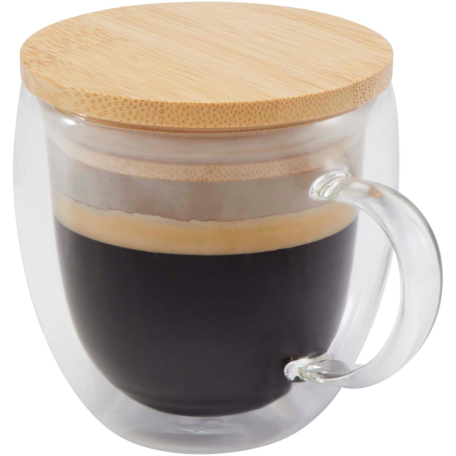 Lenora 250 ml glasskopp med bambuslokk