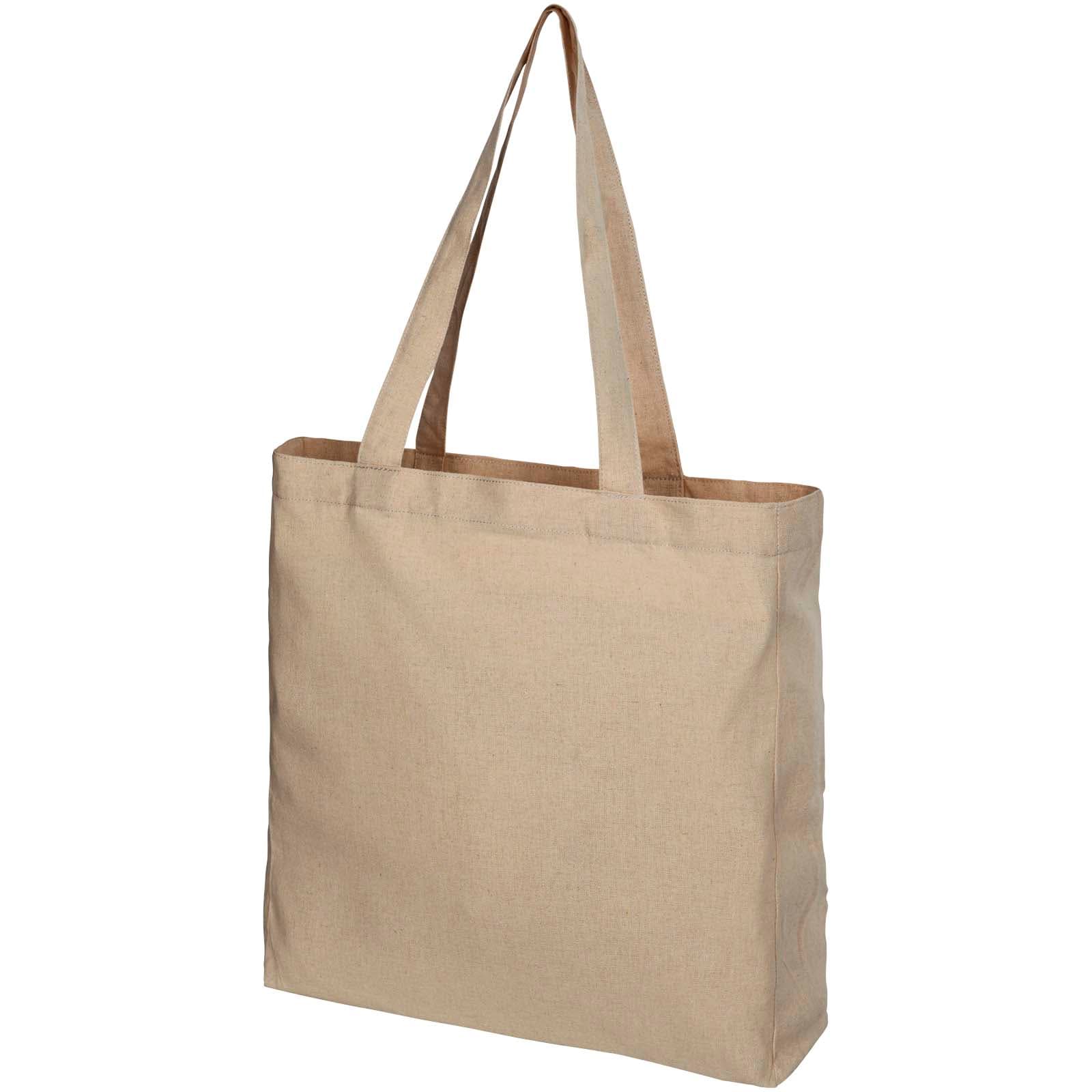 Resirkulert Pheebs 210 g/m² handlenett med fals 13L, Melert naturfarge