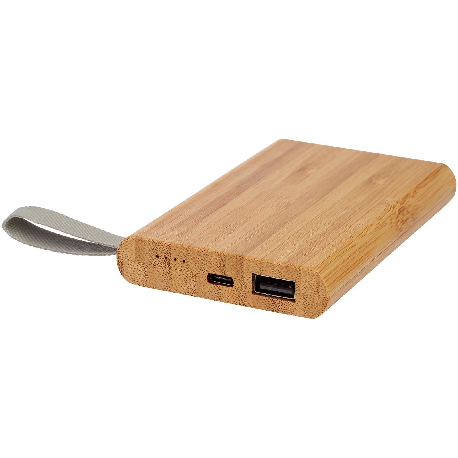Tulda 5000 mAh mobillader i bambus, Naturhvit