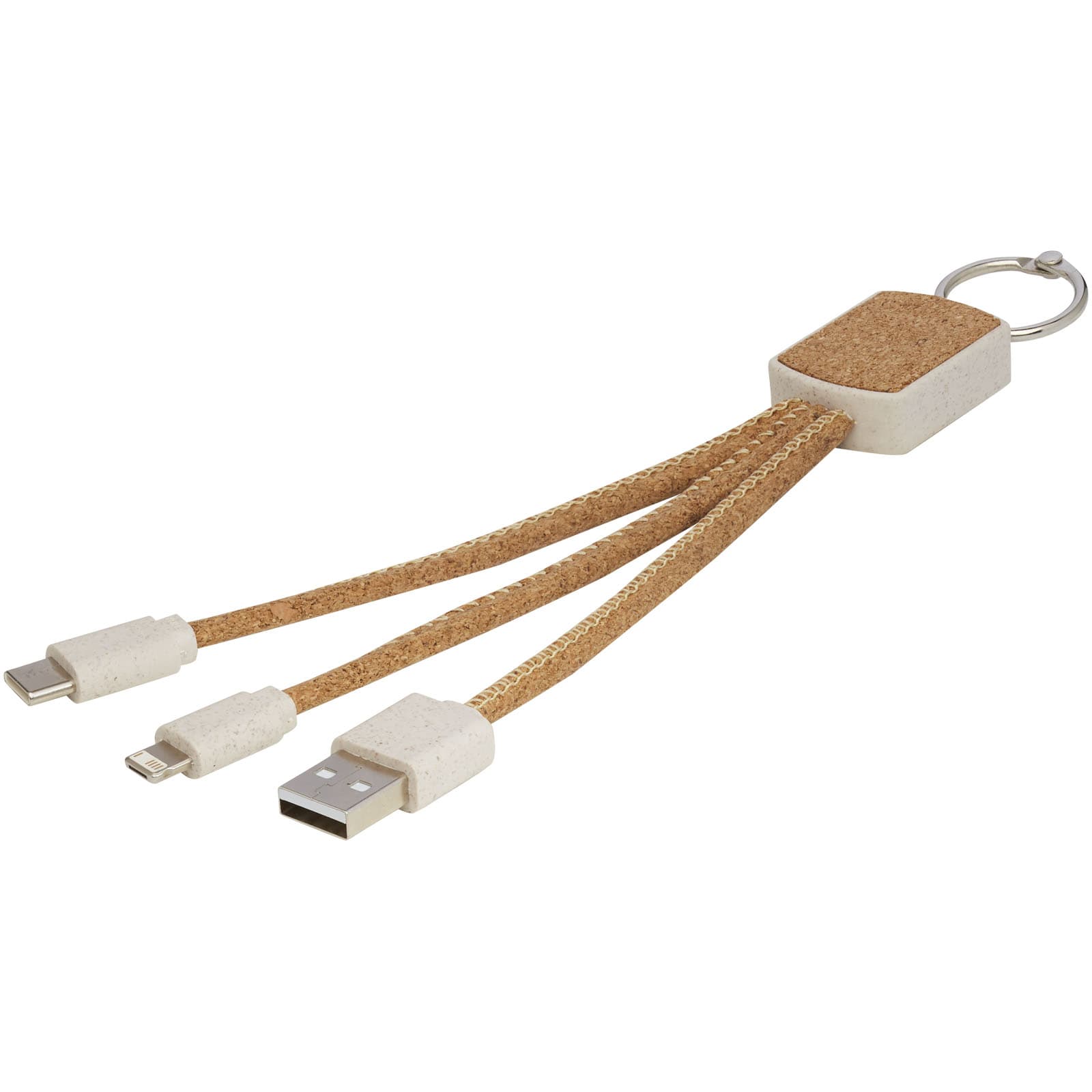 Bates 3-i-1 ladekabel i hvetehalm og kork, Naturhvit