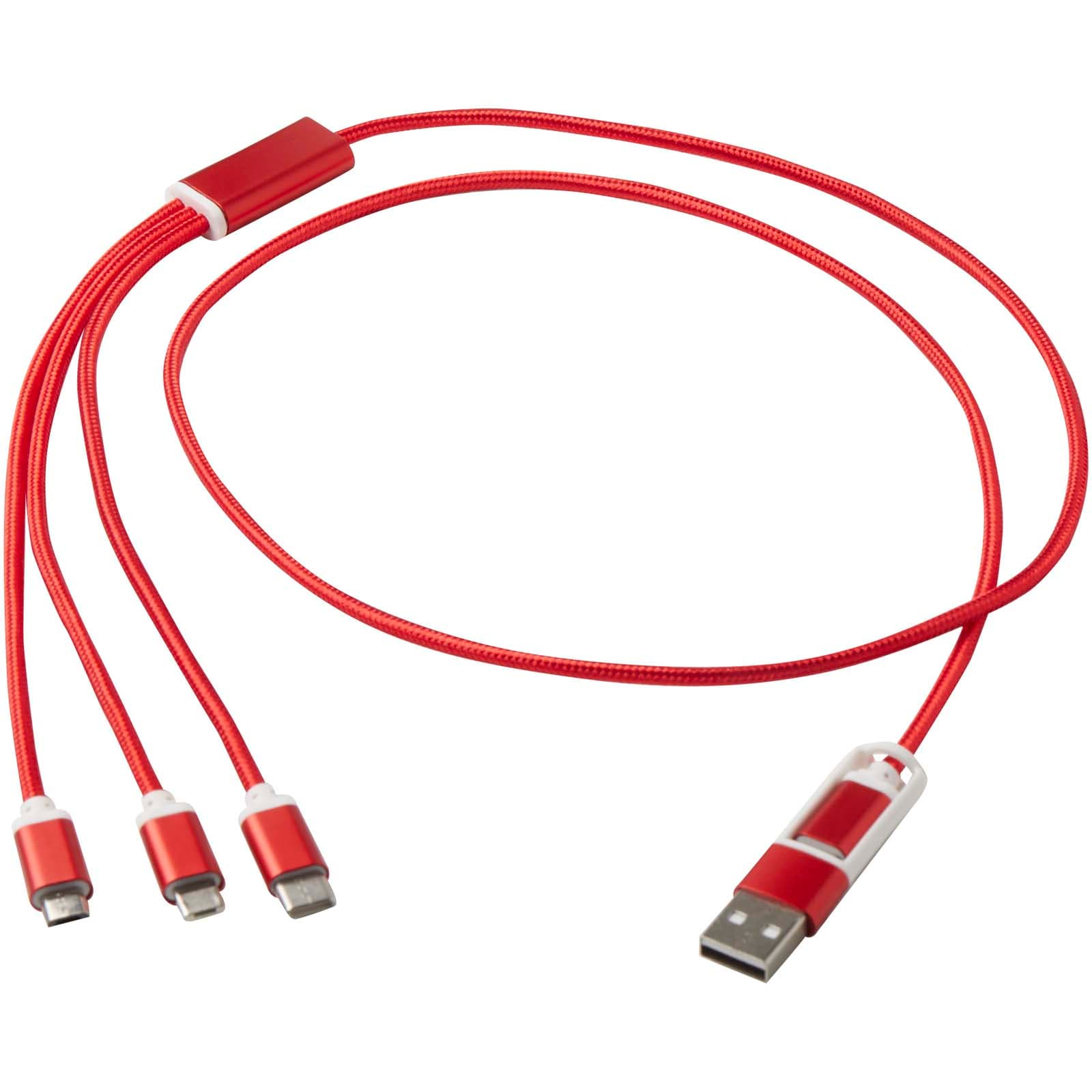 Versatile 5-i-1 ladekabel av resirkulert aluminium, Rød